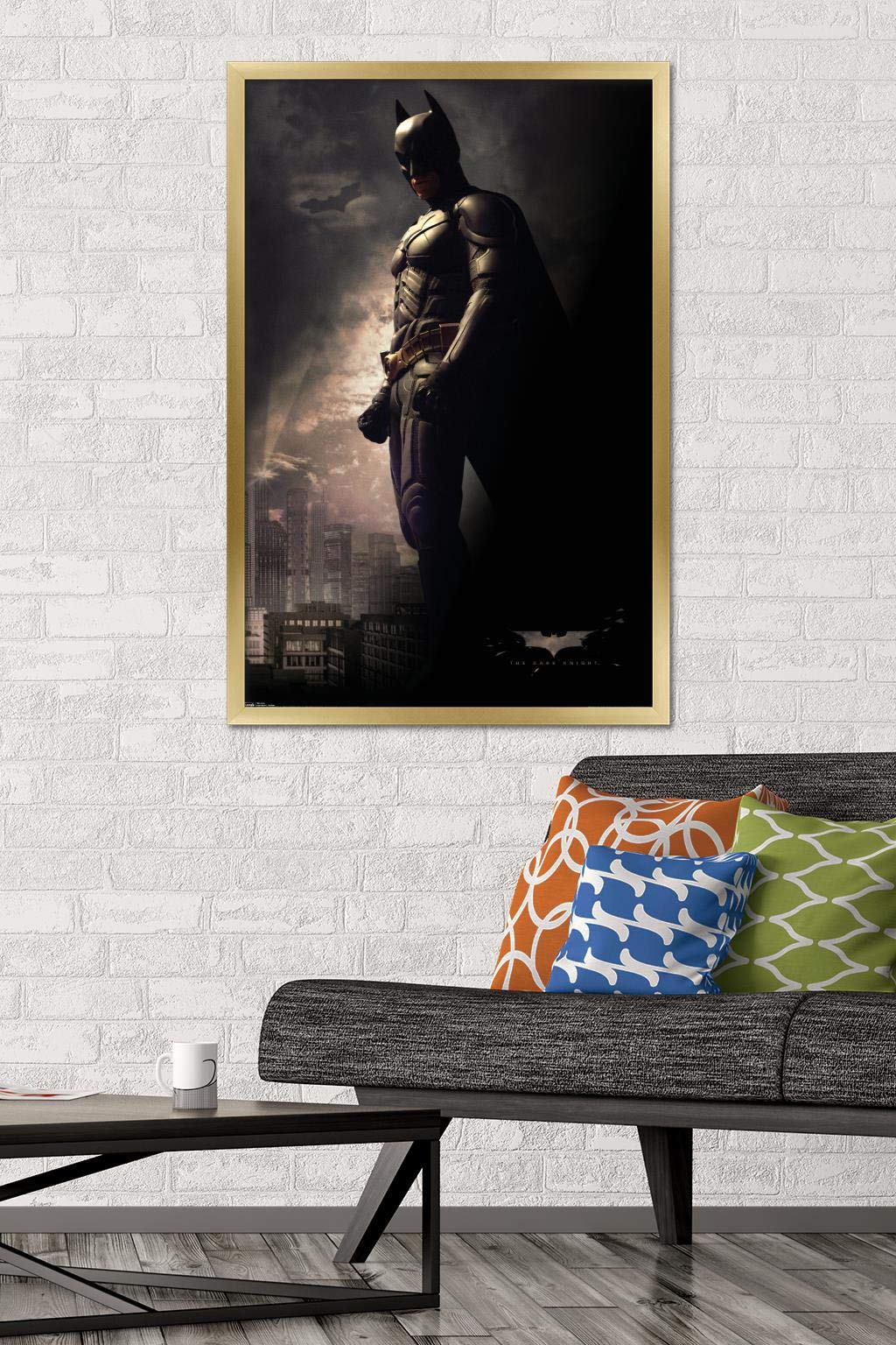 Trends International Dc Comics Movie - The Dark Knight - Batman In The Shadows Wall Poster, 22.375'' X 34'', Gold Framed Version