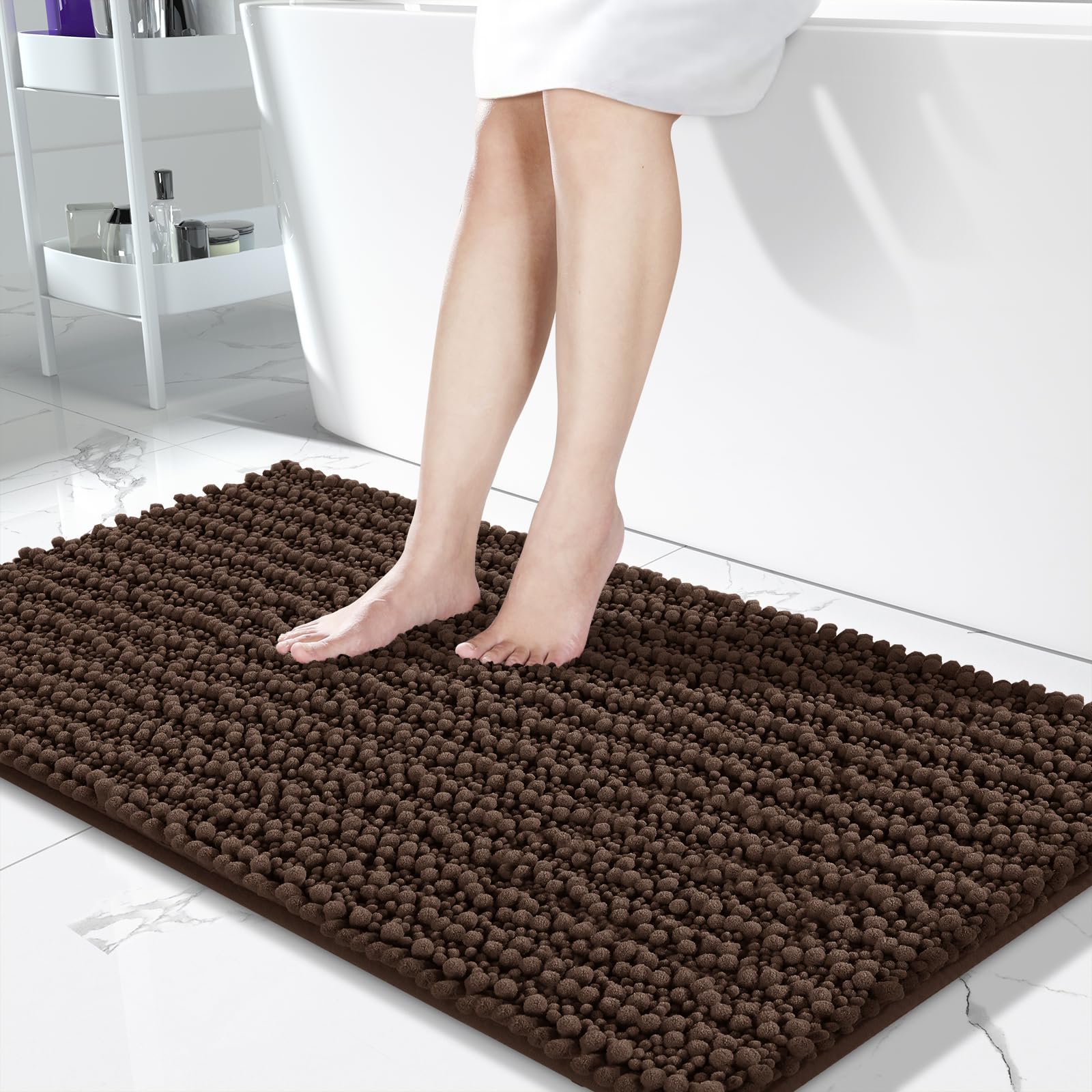 Yimobra Original Luxury Shaggy Bath Mat, 44.1 X 24 Inches, Super Absorbent Water, Non-Slip, Machine-Washable, Soft And Cozy, Thi