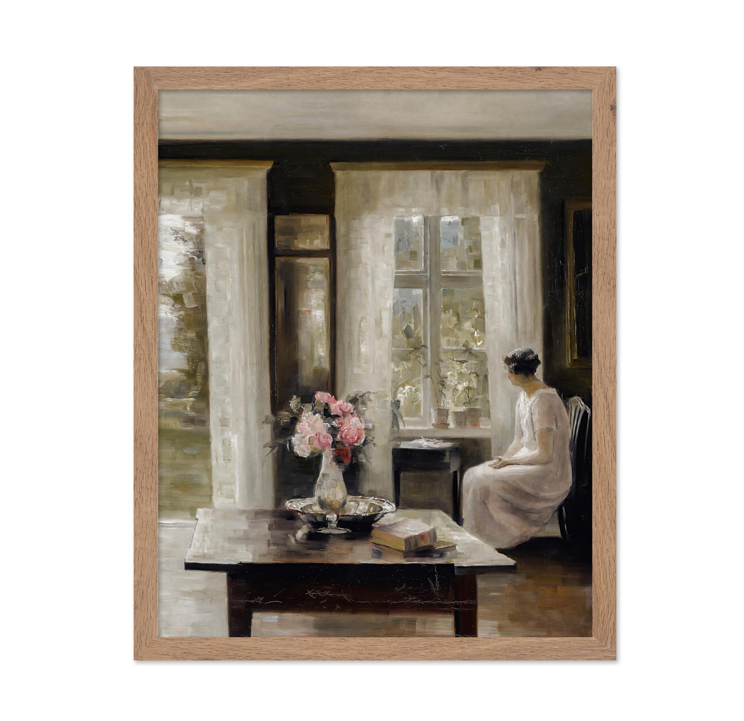 Poster Master Vintage Light Of Spring Painting Poster - Retro Woman At The Window Print - Fine Art - Flower Art - Gift for Men &