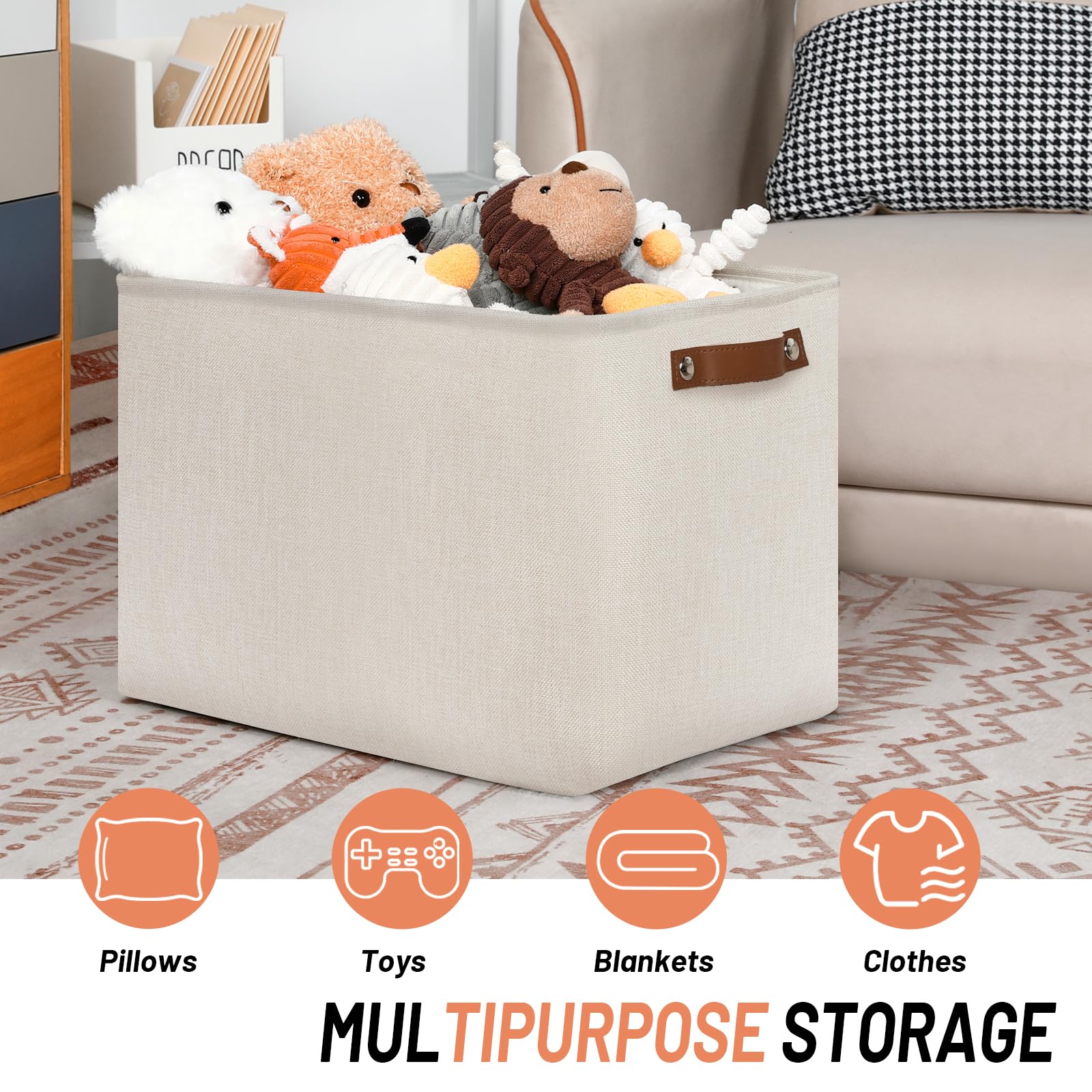 Dullemelo Large Storage Baskets, Fabric Storage Bins For Organizing Clothes, Large Storage Bins With Handles For Shelves Closet