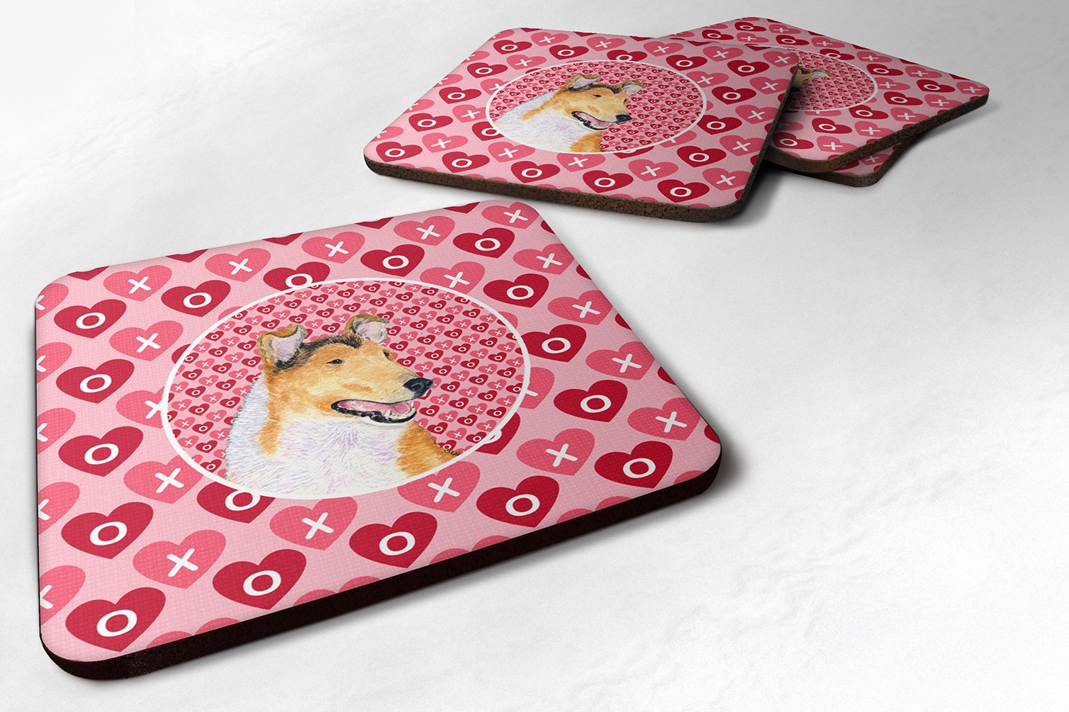 Carolines Treasures Collie Smooth Foam Coasters (Set of 4), 3.5 H x 3.5 W, Multicolor
