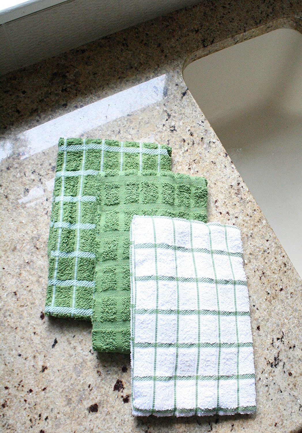 Ritz 100% Cotton Terry Kitchen Dish Towels, Highly Absorbent, 25    X 15   , 3-Pack, Cactus Green