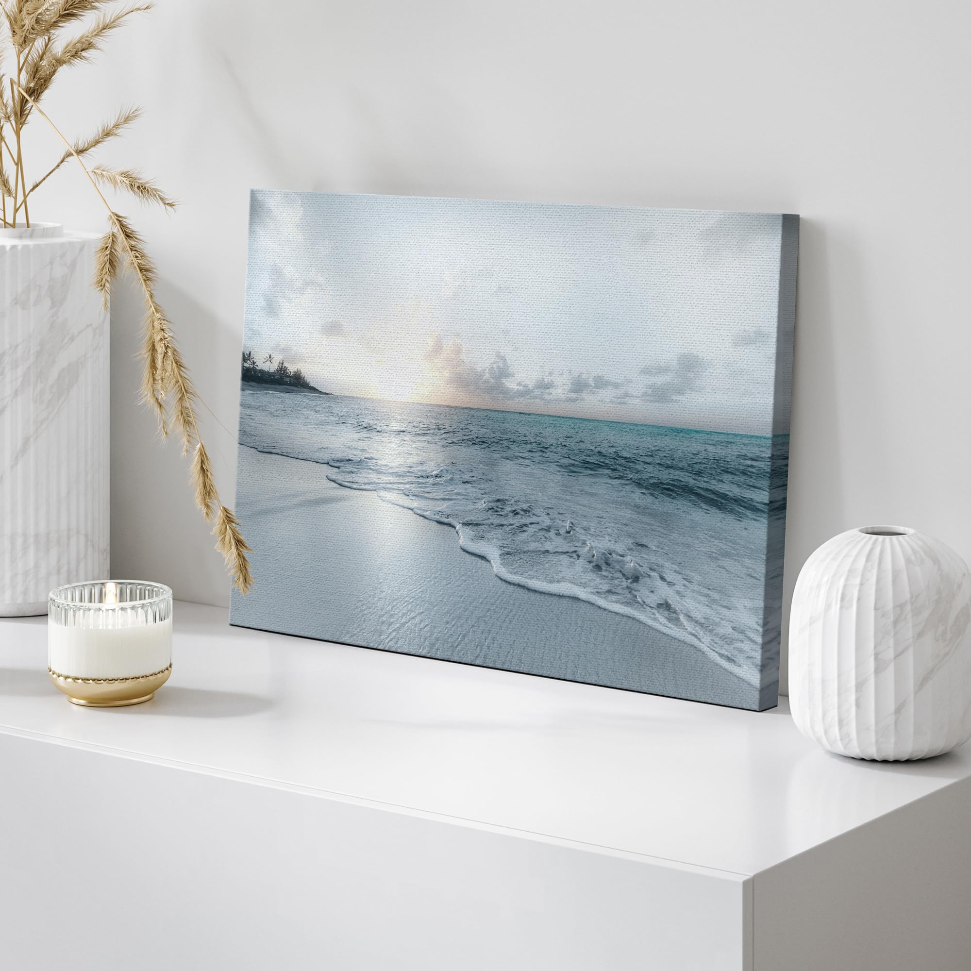 Wall26 Canvas Print Wall Art Washed Out Gray Sunset Beach Shoreline Nature Wilderness Photography Modern Art Rustic Scenic Color