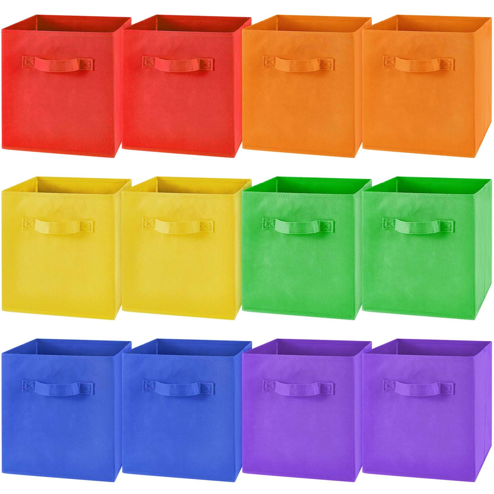12 Pcs Cube Storage Bin 11'' Collapsible Storage Cubes Foldable Cube Storage Organizer Bins Fabric Bins Storage Basket Fabric Cu