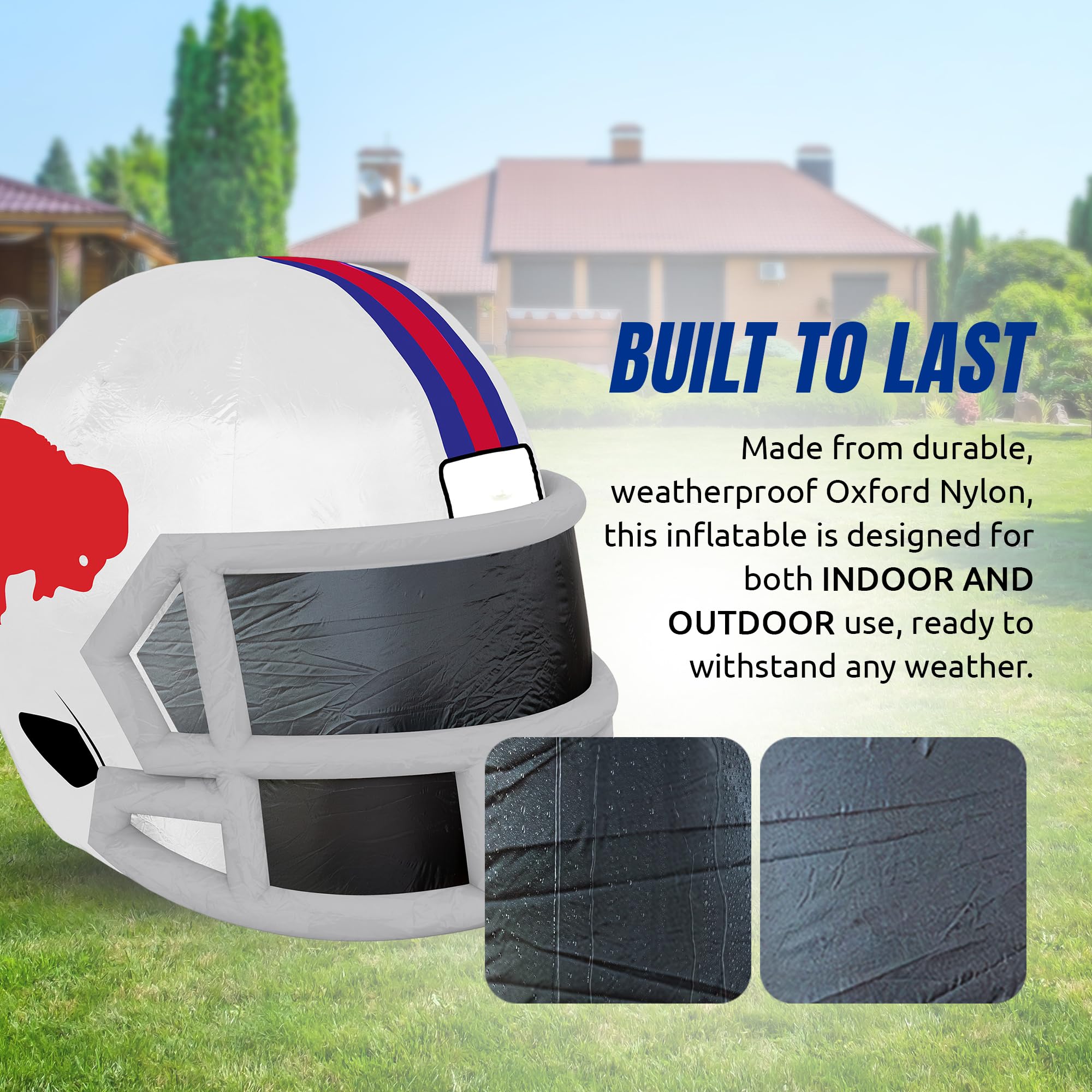 Sporticulture NFL Buffalo Bills 4ft Inflatable Retro Helmet with LED Lights & Built-in Blower - Merchandise Decor Ideal for Lawn