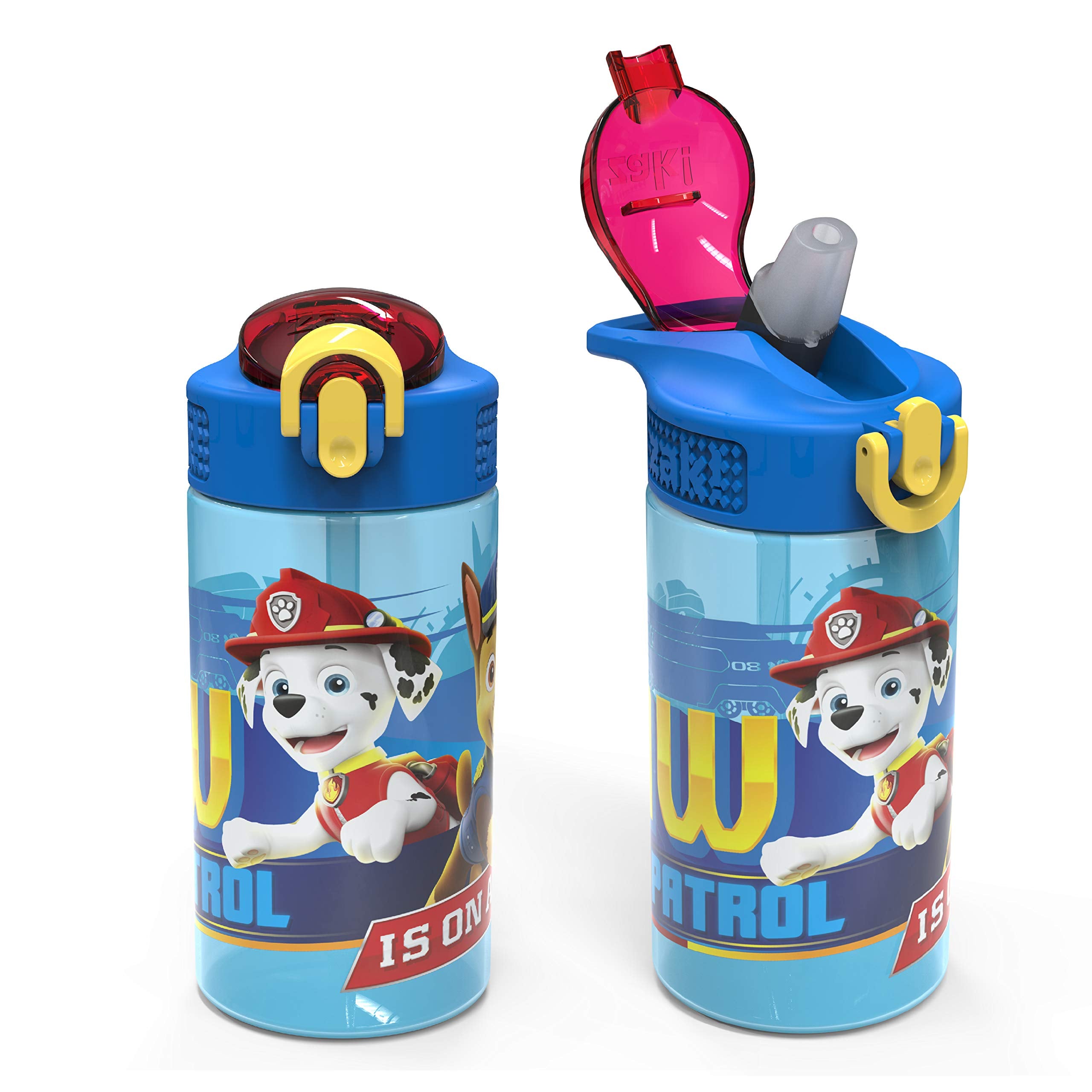 Zak Designs Paw Patrol Kids Water Bottle With Spout Cover And Built-In Carrying Loop, Durable Plastic, Leak-Proof Water Bottle D