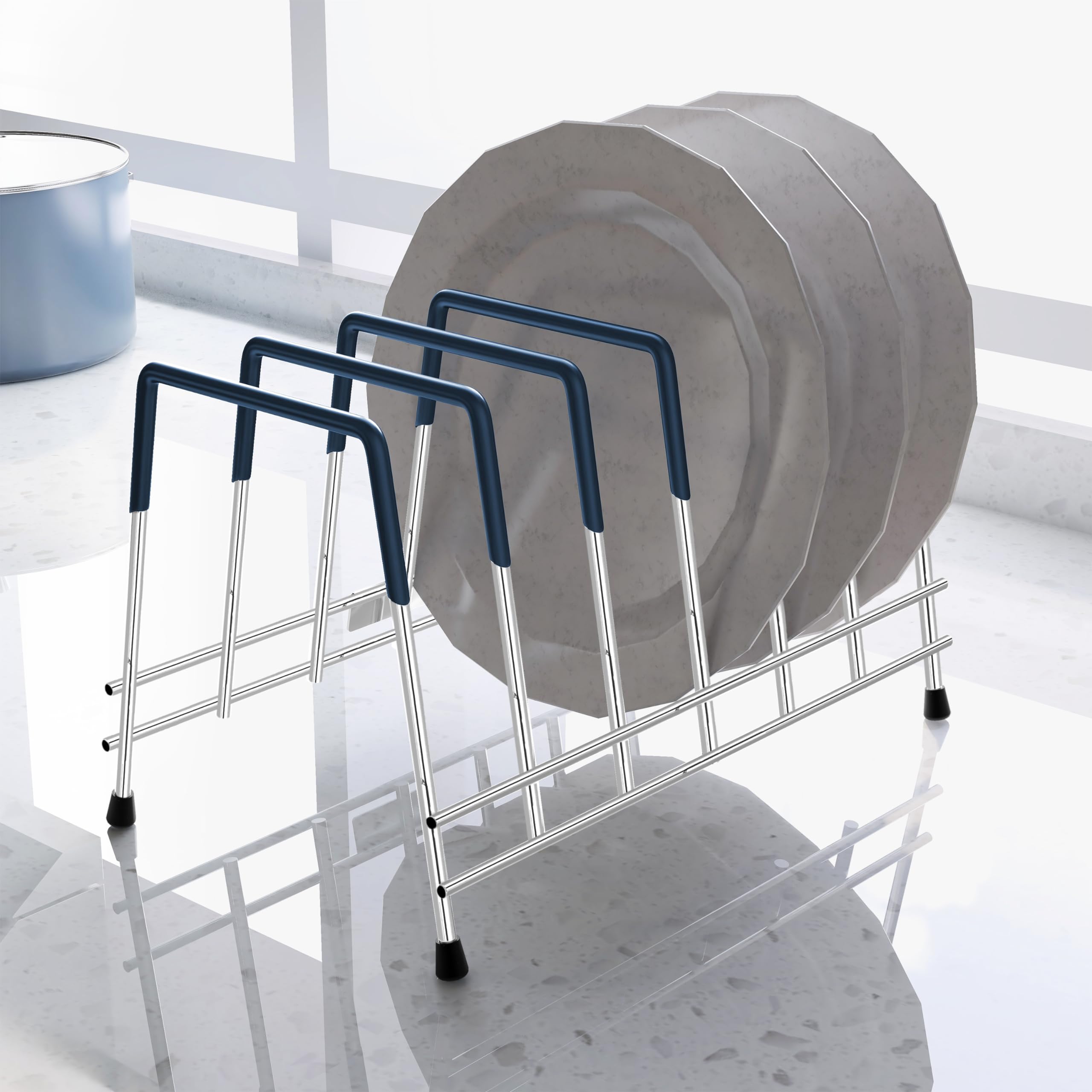 Plantex Stainless Steel Thali Stand/Dish Rack/Plate Stand/Plate Rack For Modular Kitchen/Tandem Box Accessories (Chrome)