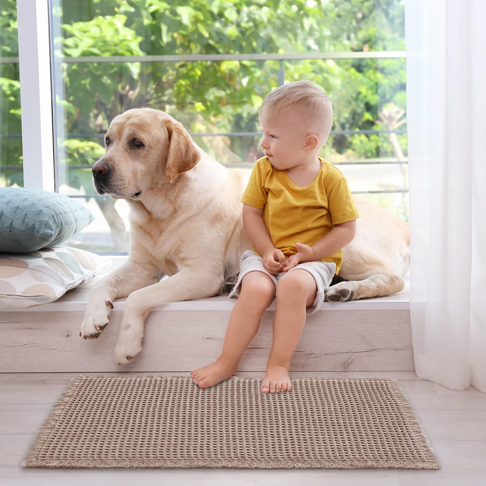 Zall Tan Waffle Bath Mat,Super Absorbent Non Slip Bathroom Rug,Brown 18X30Inch,Machine Washable Ultra Soft Floor Mats