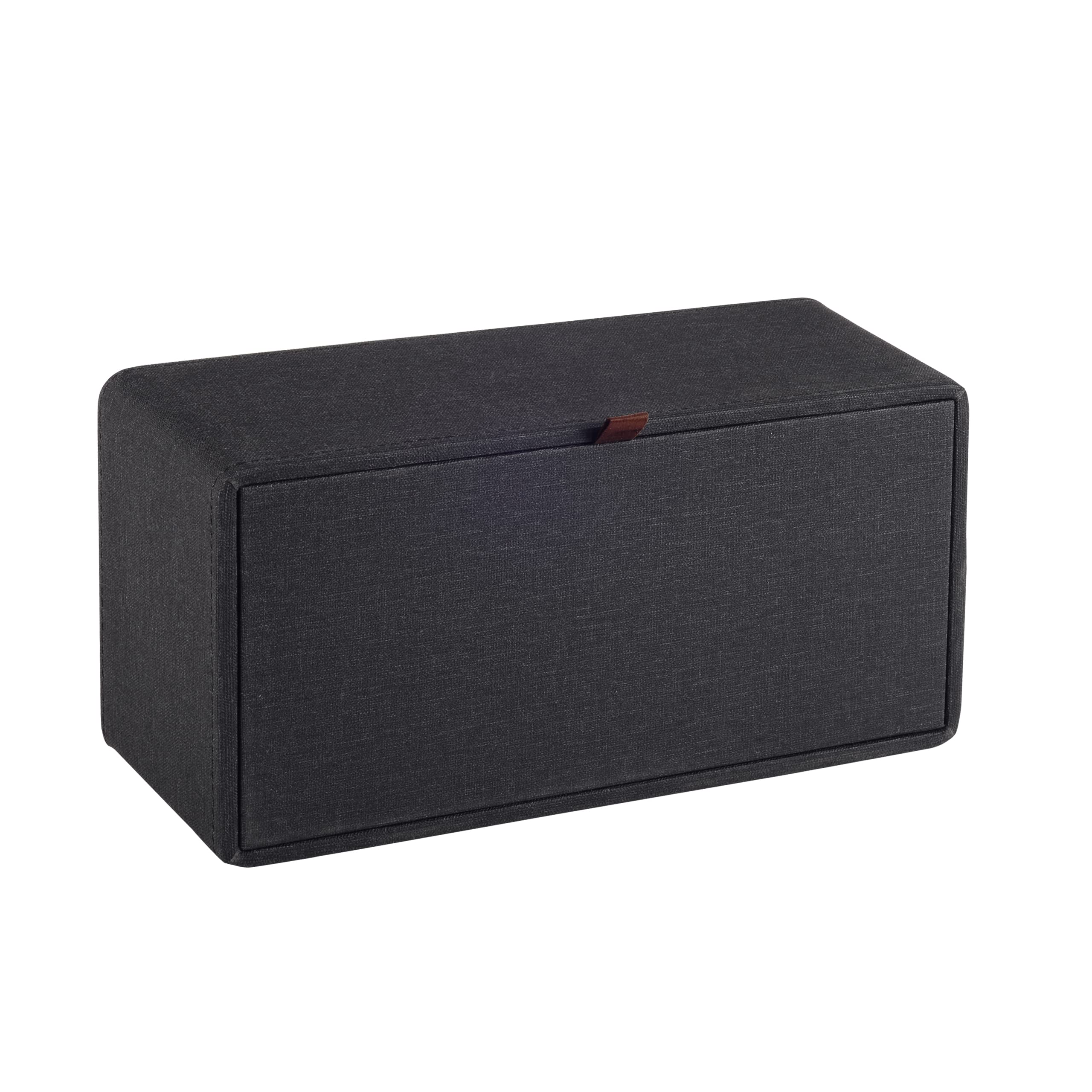 RHCSZ High-end PU Leather Tissue Box Holder Two Color Combination-Linen and Wood Grain Rounded Rectangle Napkin Paper Case Dispenser for Home Bathroom Dresser Offices Car Tissue Cover (Black)