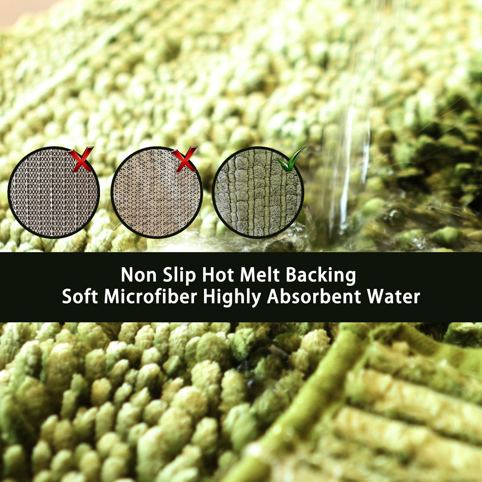Civkor Green Bathroom Rug Set Bath Mat 31x20 Plus 24x16 Inch  Sage Bath Mats for Bathroom Non Slip Washable Bath Rugs 2 Piece for Shower  Quick Dry and Machine Washable
