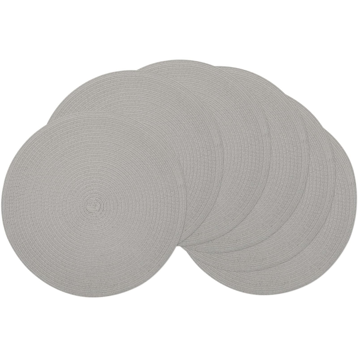 Shacos Round Braided Placemats Set Of 6 Thick Fabric Place Mats Woven Table Mats For Dining Tables 15 Inch (Gray, 6)