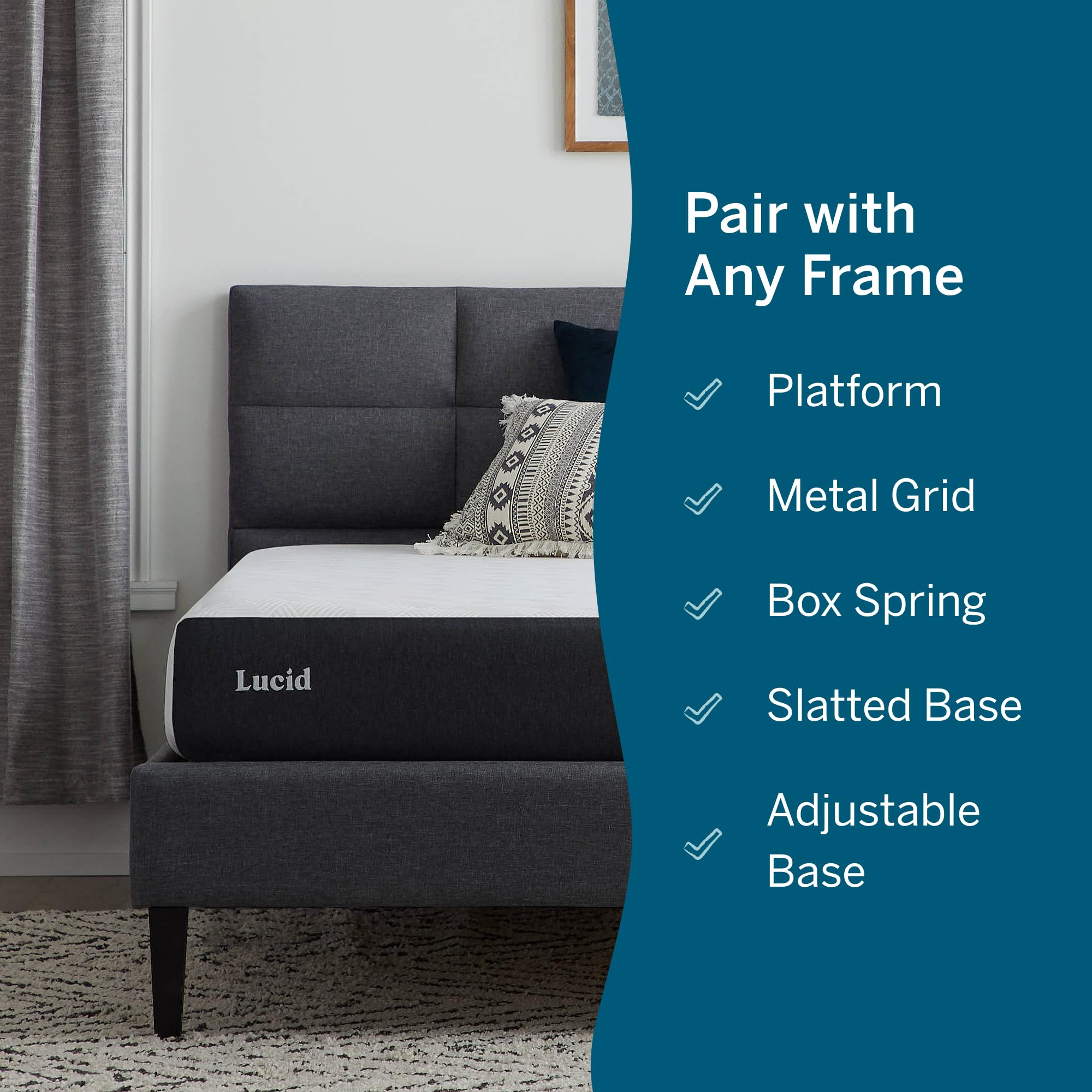 Lucid 8 Inch Memory Foam Mattress - Medium Firm Feel - Infused with Refreshing Bamboo Charcoal and Cooling Gel - Bed in a Box -
