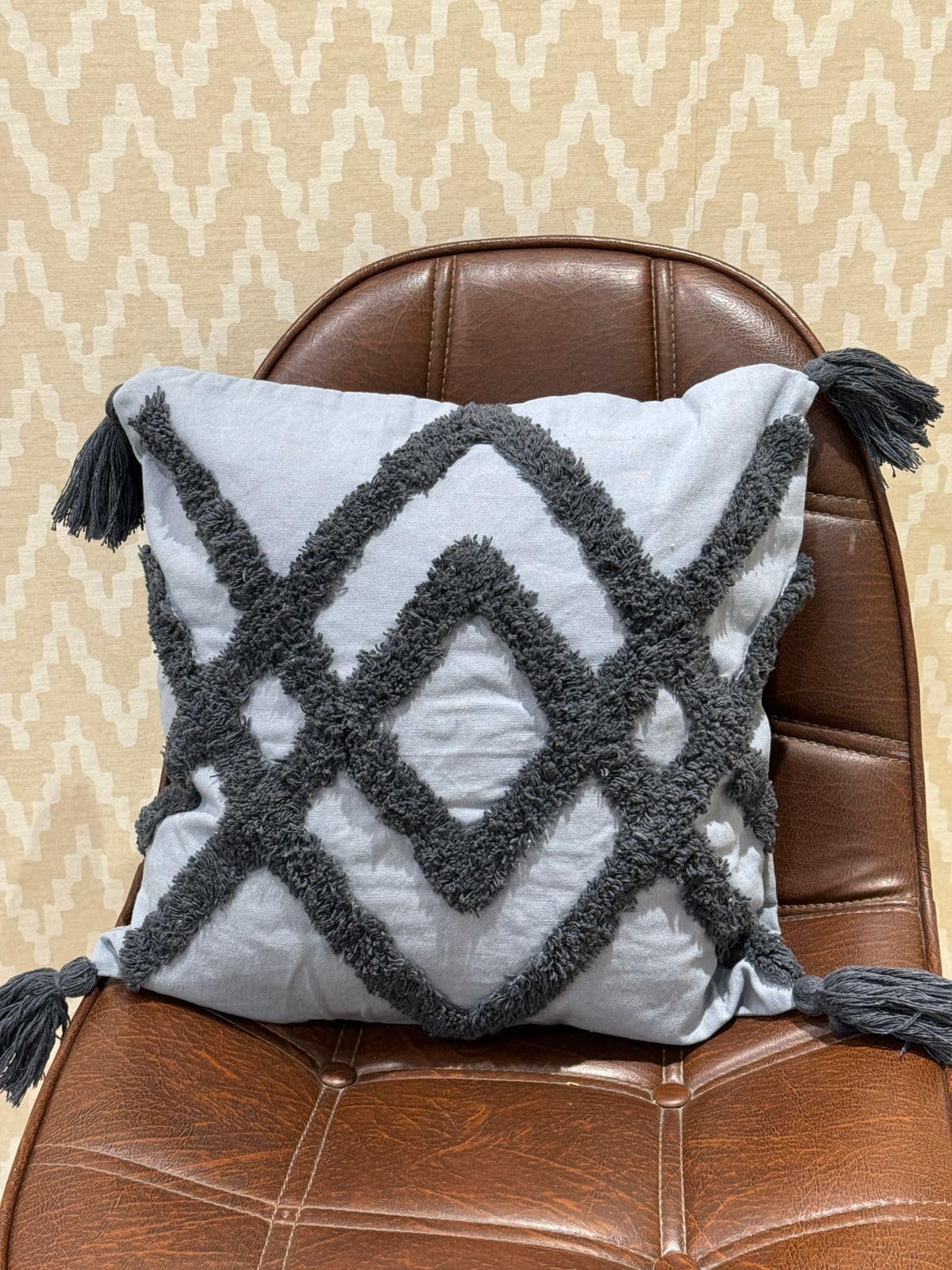 Wisdom Decor Sofa Cushion Cover Cotton | Cushion Covers 16 Inch X 16 Inch | Living Room Cushion Covers | Pack Of 1 Grey