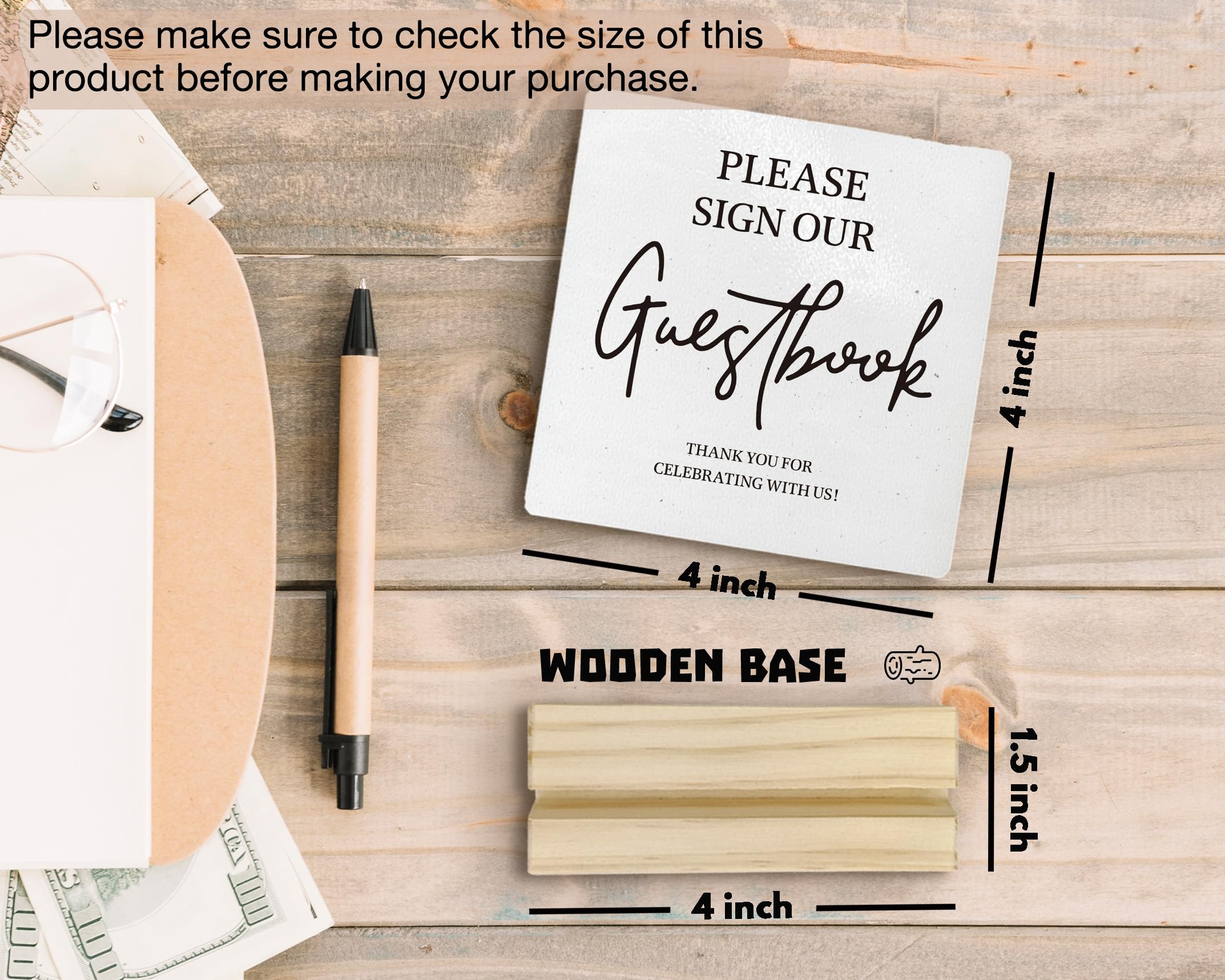 ANIANG Guest Book Desk Decor, Wedding Guest Book Sign, Wedding GuestBook Wood Plaque, Photo GuestBook WeddingReception Wooden Pl