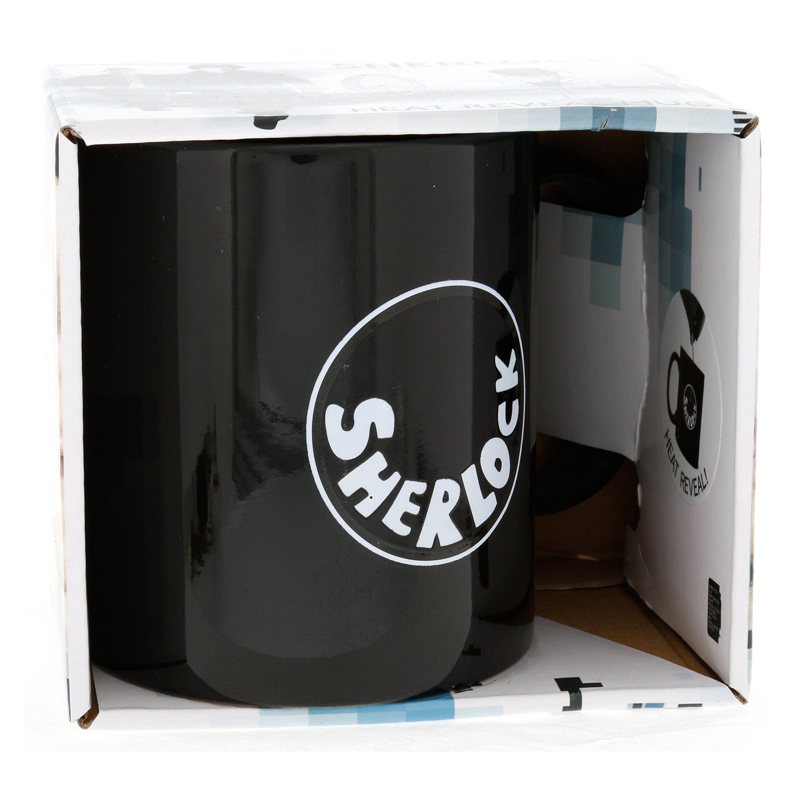 Sherlock Holmes ''I Heart Sherlock'' 12-Ounce Heat-Reveal Mug - Ceramic Cup For Hot Coffee  Tea  Cocoa - Heat-Activated Color-Changing Graphics - Track Drink Temperature - Licensed BBC Show Item