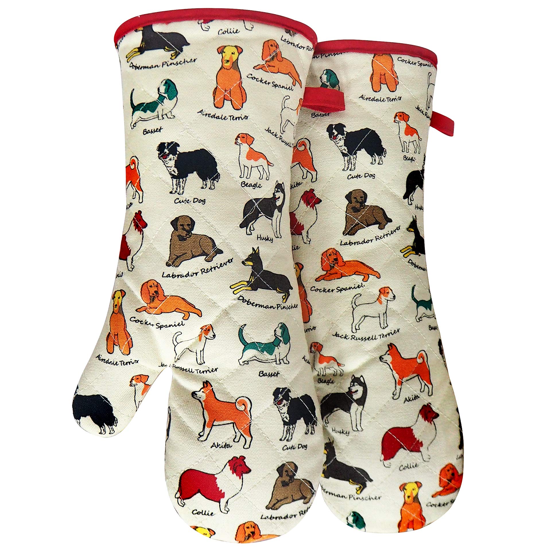 Oven Mitts Cotton Fashion Cute Dog Design 1Pair Heat Resistant Oven Gloves Safe Cooking Baking Grilling Barbecue Machine Washabl