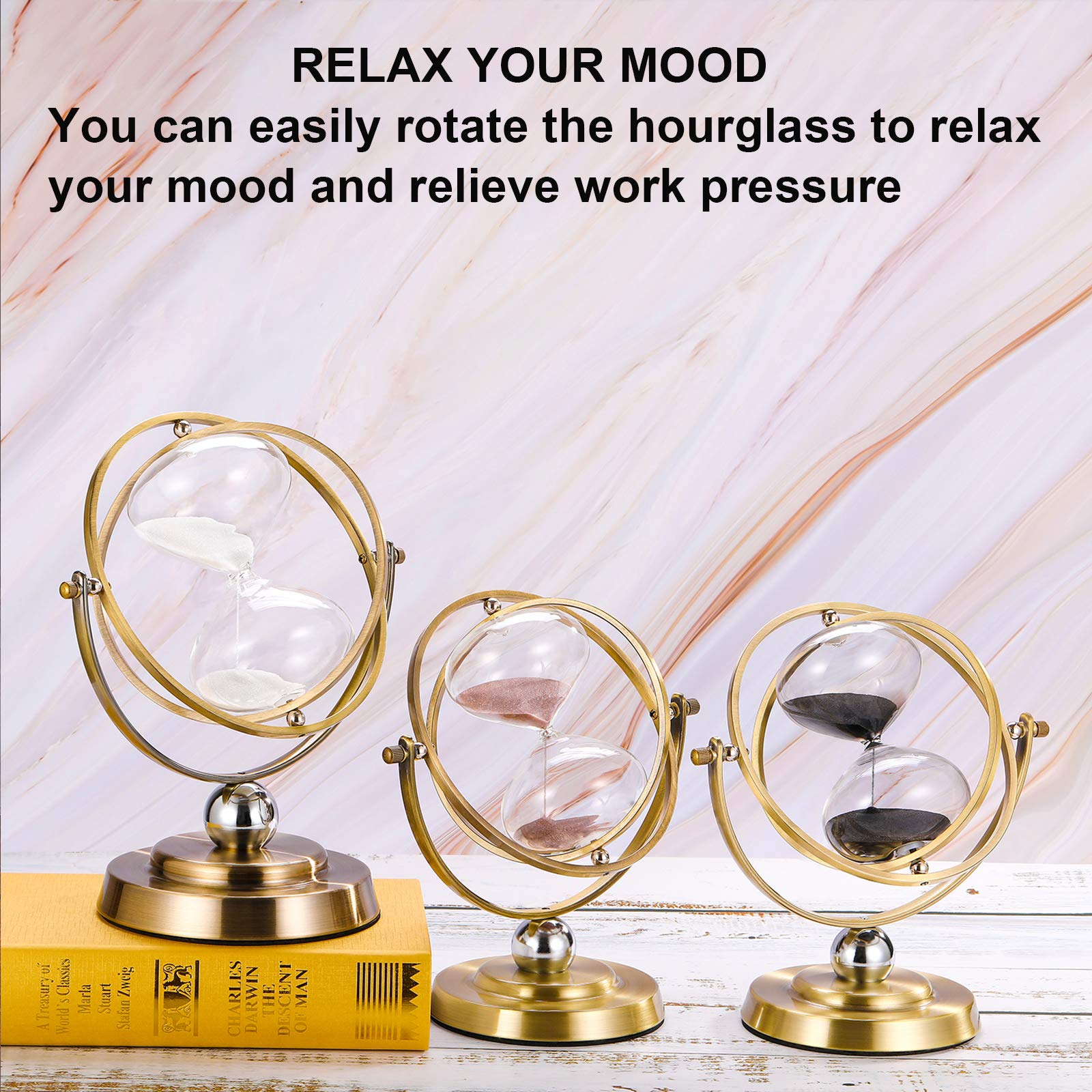 Suliao Hourglass 60 Minute Sand Timer,720 Rotating Antique White Sand Clock,Vintage Sand Watch 60 Min,1 Hora Reloj De Arena,Larg