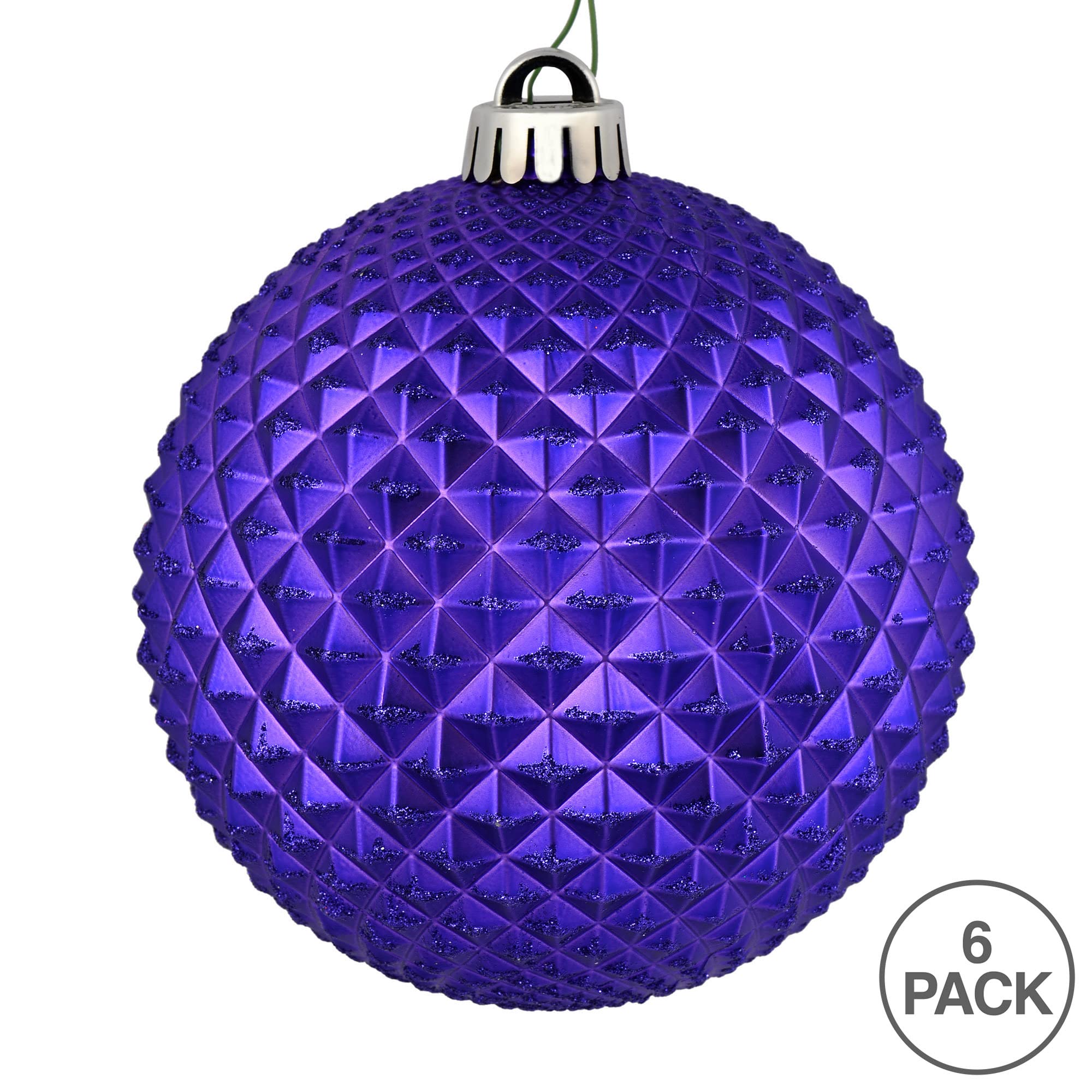 Vickerman 4 Purple Durian Glitter Ball Ornament, 6 per Bag
