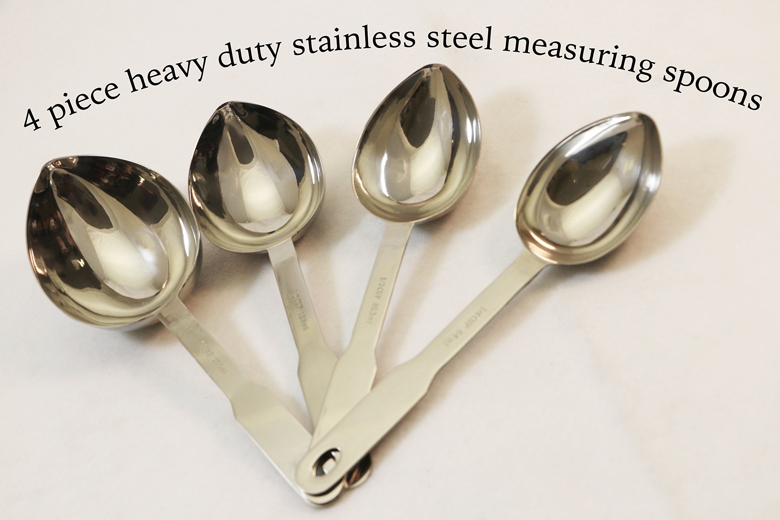 Excelsteel 4 Piece Heavy Duty Stainless Steel Measuring Spoons, Silver