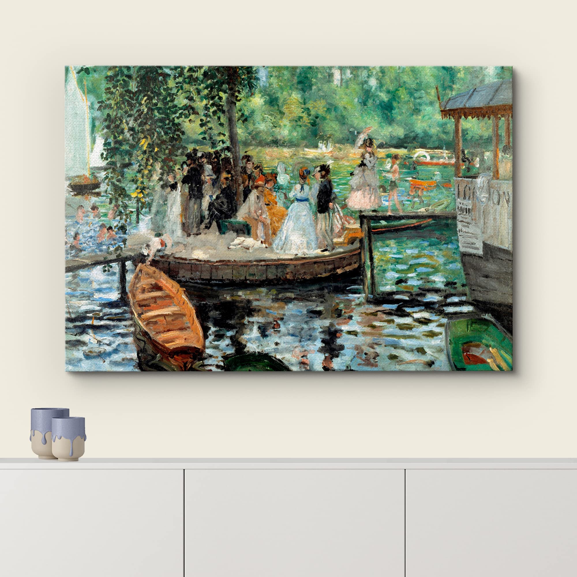Wall26 - La Grenouillere By Pierre-Auguste Renoir - Canvas Print Wall Art Famous Oil Painting Reproduction - 32'' X 48''
