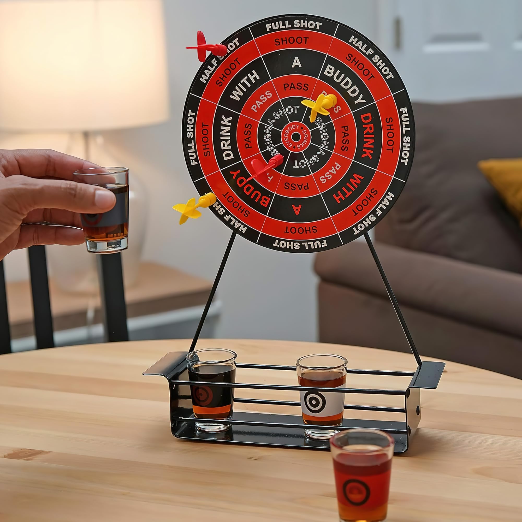 Fairly Odd Novelties Darts Drinking Game - Black - Energize Your Parties With Magnetic Darts & Shots Fun!