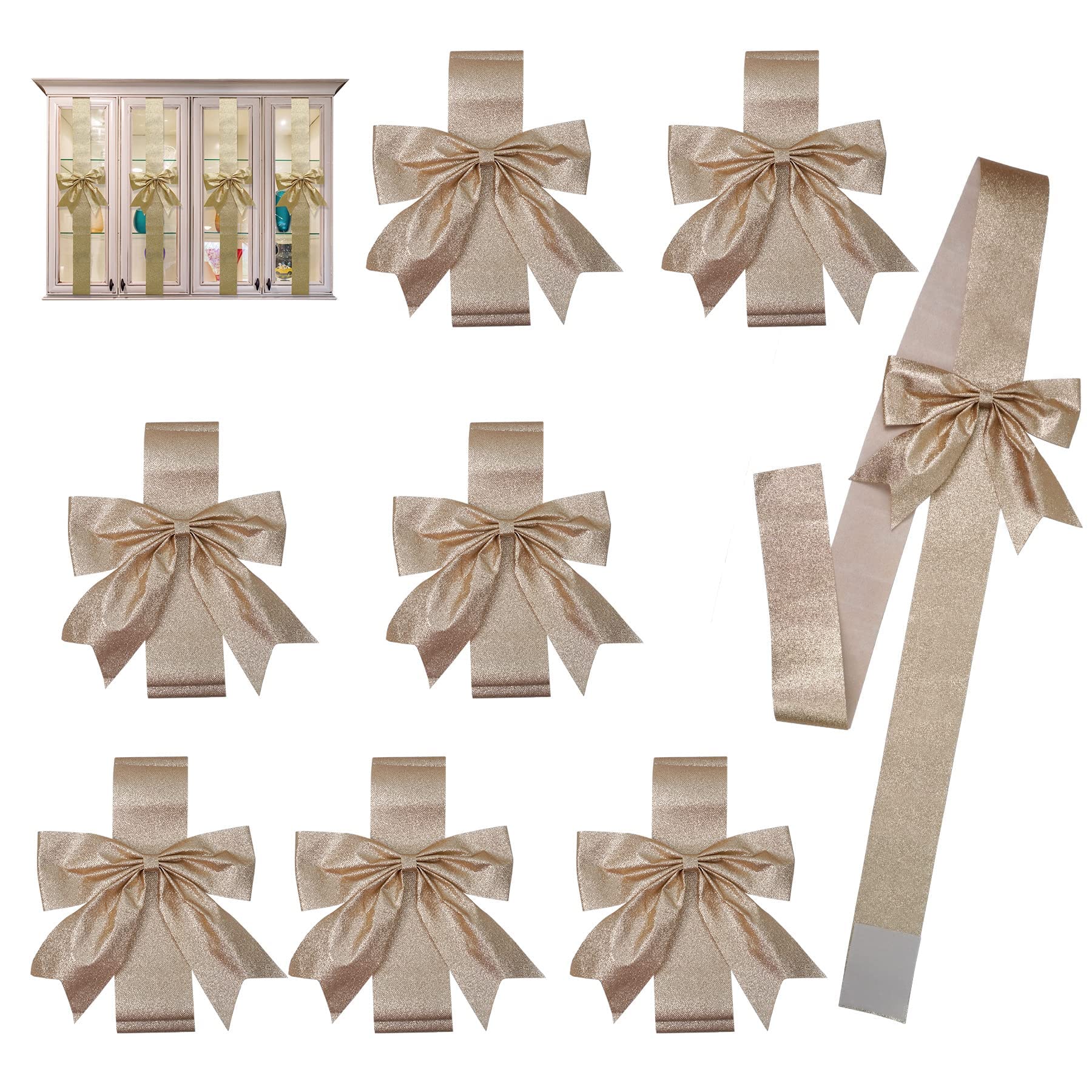 Cabinet Door Festive Ribbons and Bows Decoration Christmas Wreath Bow for Christmas Tree Fireplace Door Party Holidays Wrapping