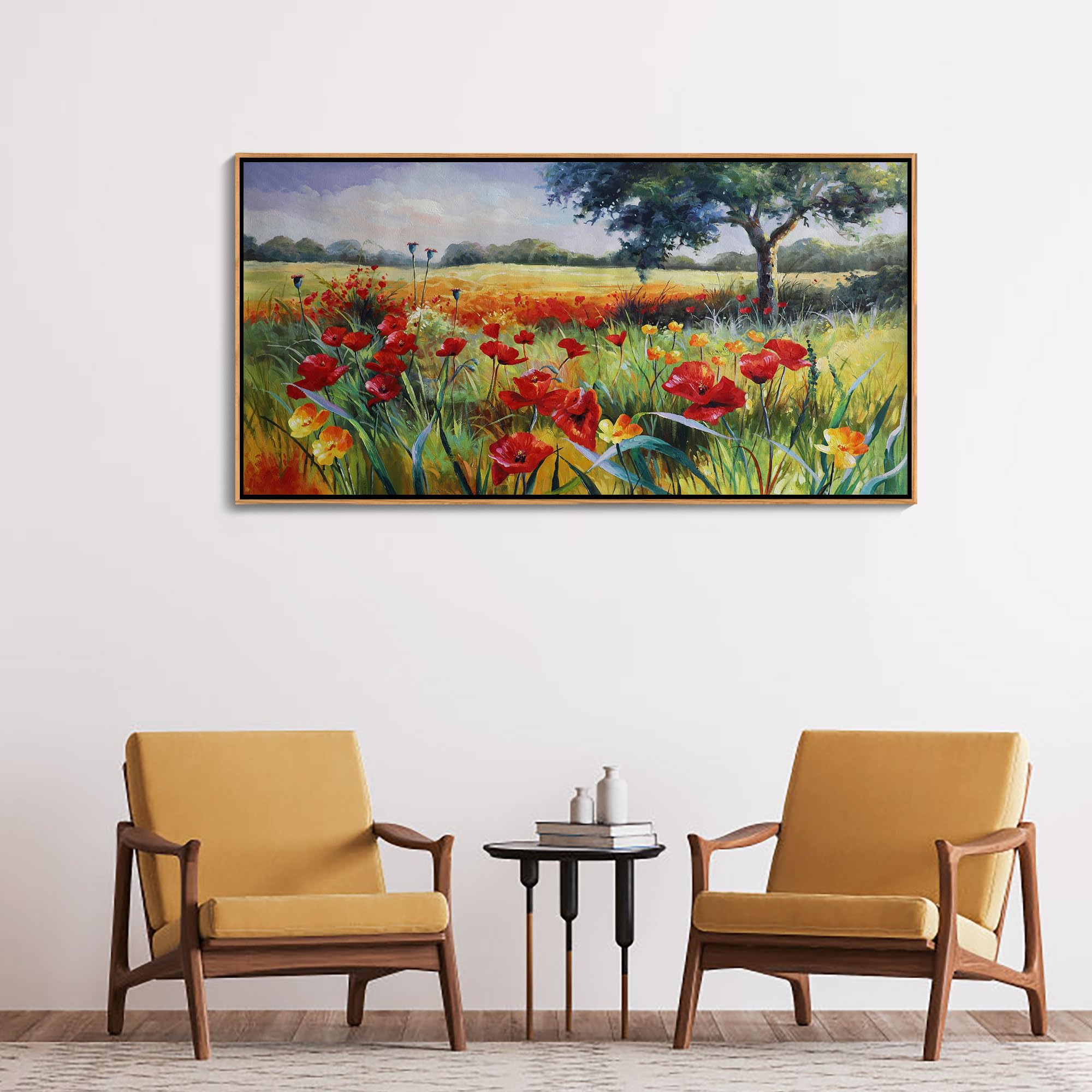 Wall Art For Living Room Wall Decor Large Wall Art Green Tree Red And Yellow Canvas Wall Art Bedroom Canvas Wall Art Framed Wall