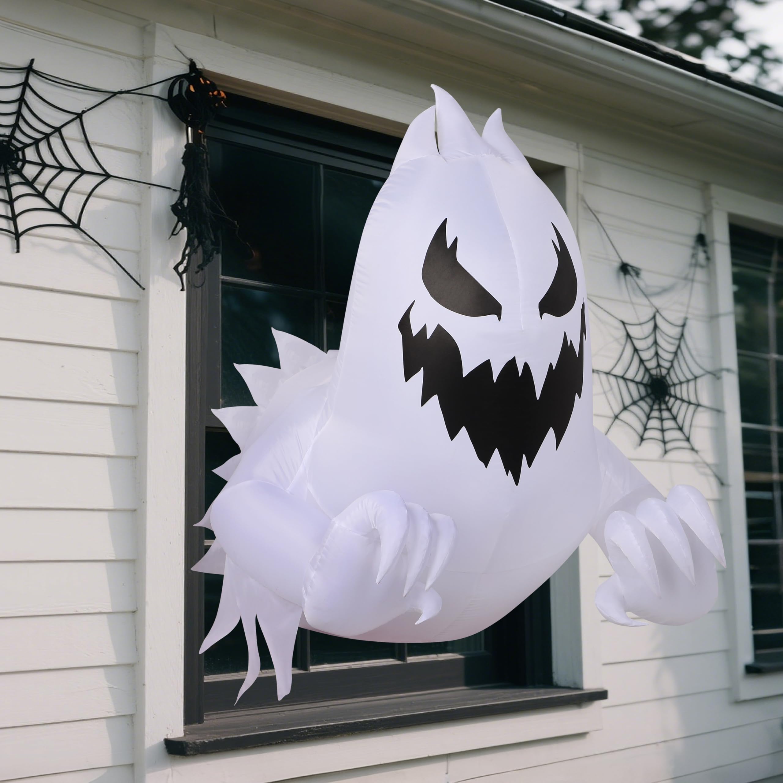 Joiedomi 4.5 FT Halloween Inflatable Scary Ghost Outdoor Decoration, Inflatable Window Breaker Decoration with Rotating Purple L