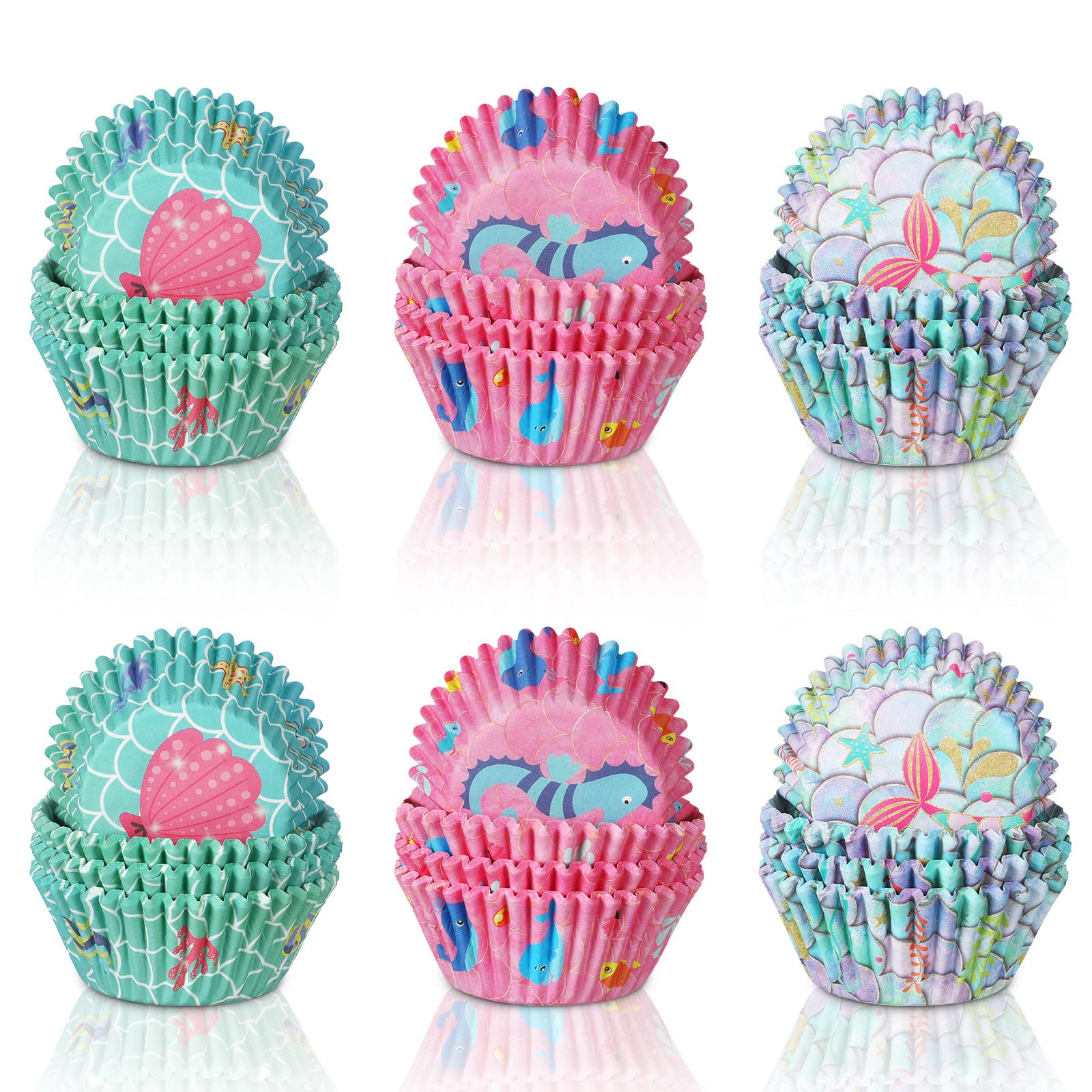 300 Count Mermaid Unicorn Cupcake Liners Mermaid Unicorn Cupcake Toppers Sea Theme Baking Cups Rainbow Mermaid Cupcake Wrappers