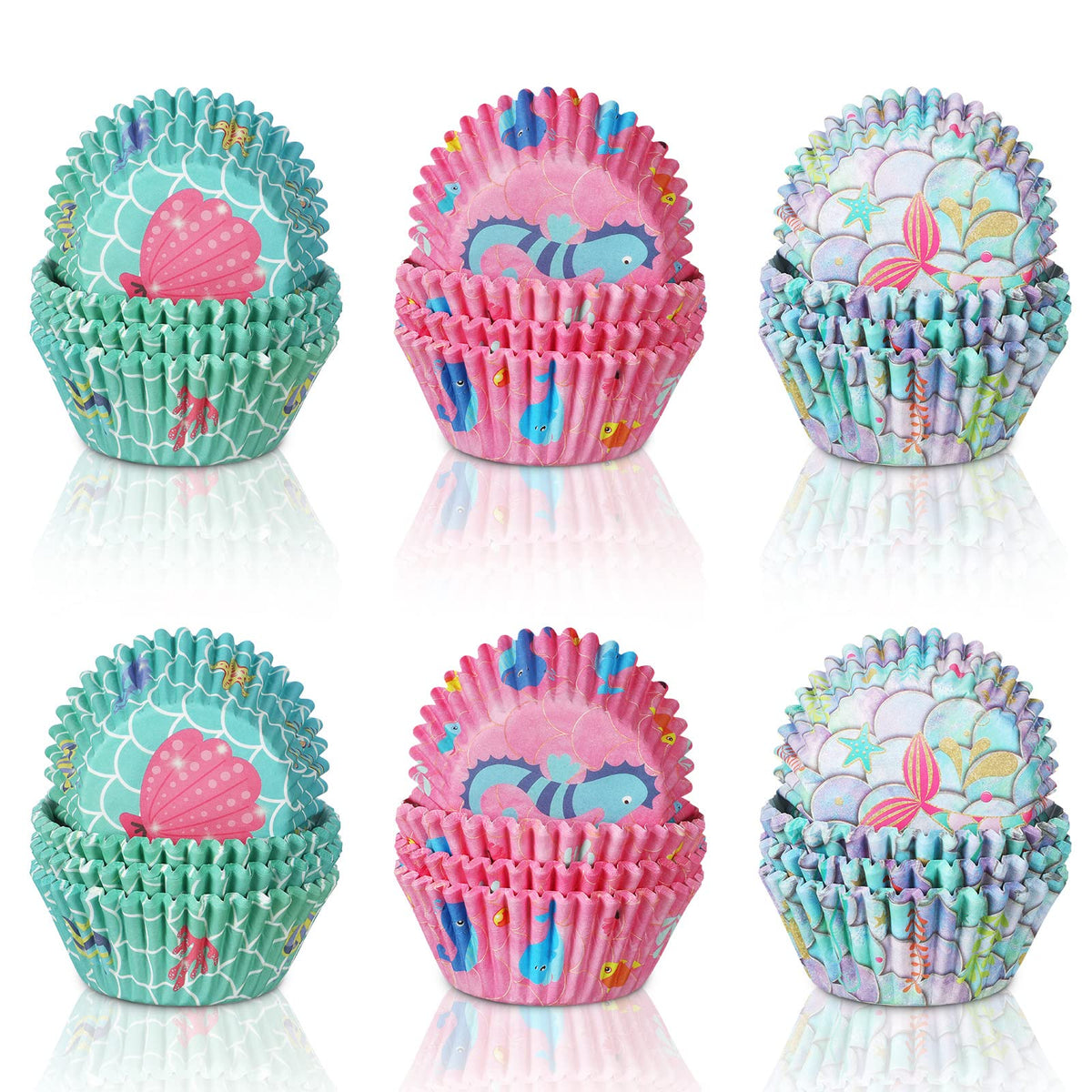 300 Count Mermaid Unicorn Cupcake Liners Mermaid Unicorn Cupcake Toppers Sea Theme Baking Cups Rainbow Mermaid Cupcake Wrappers