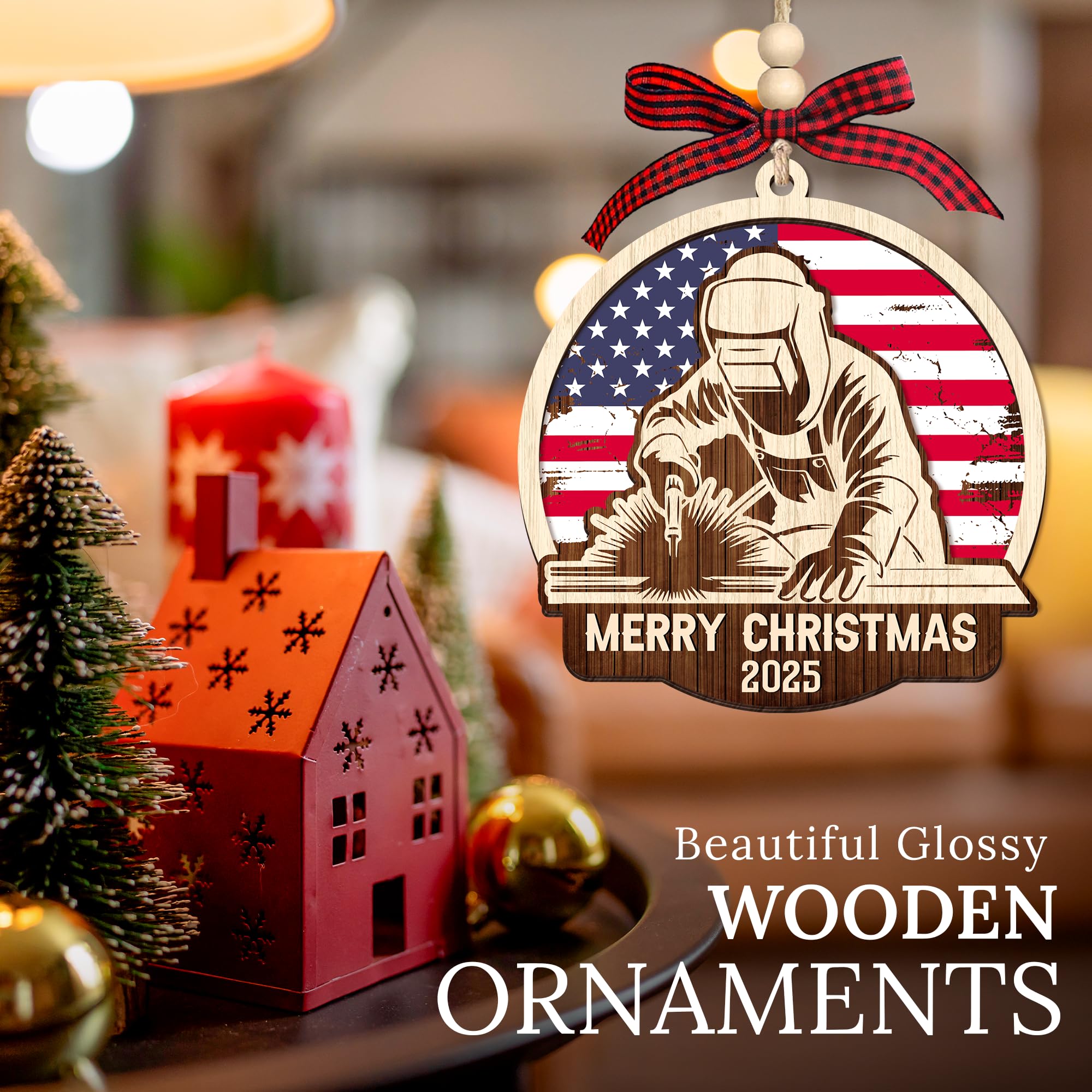 HEXMOZ Welder Ornament for Christmas Tree - Welding Ornaments - Welder Gifts, Welding Gifts for Men, Women - Merry Christmas Woo