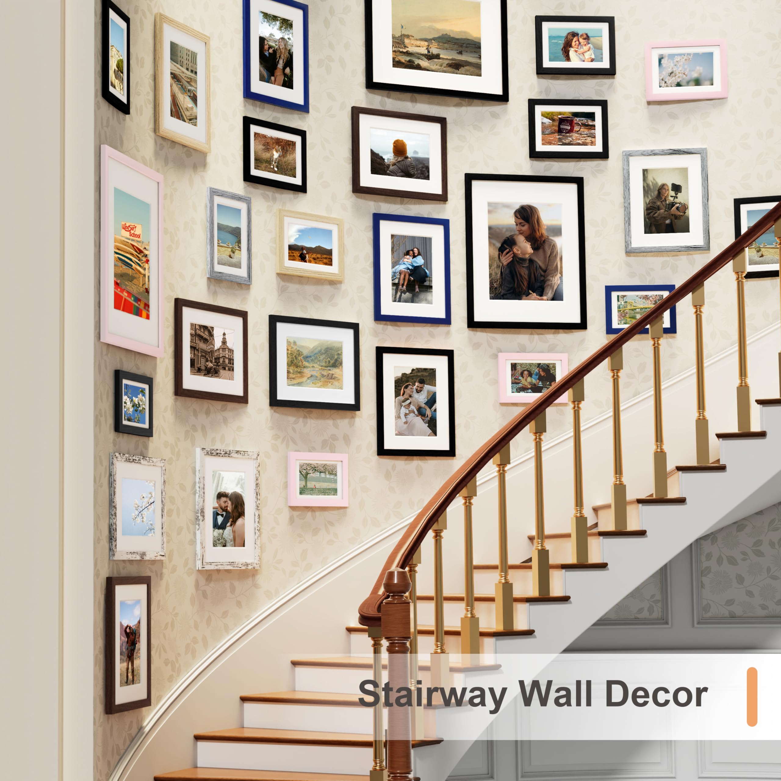 Vittanly 11x14 Picture Frame Set of 4, Display Pictures 8x10 with Mat or 11x14 without Mat, Gallery Wall Frame Set for Wall or T