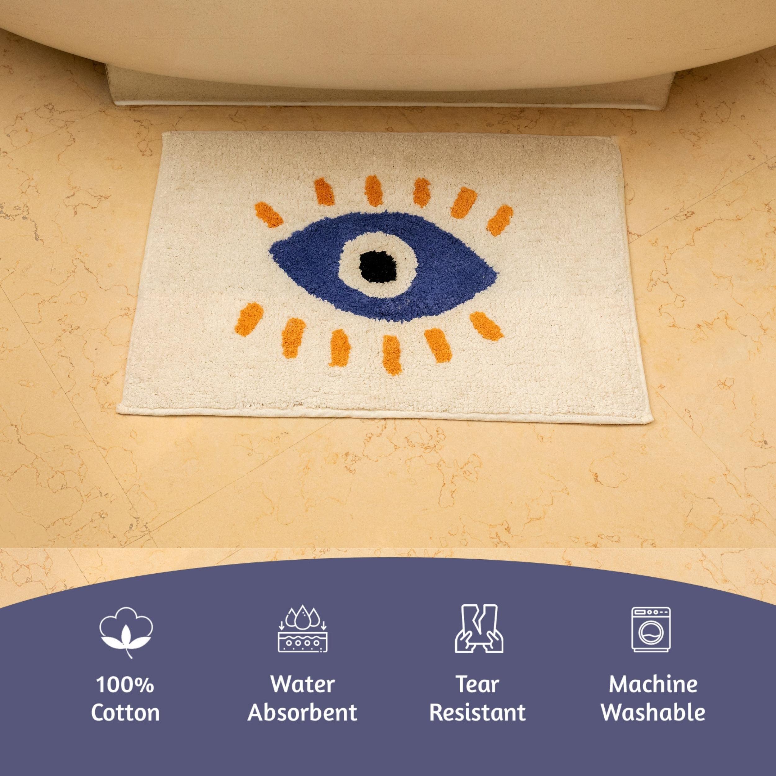 Folkulture Bathroom Rugs Or Bath Mats For Bathroom, 100% Cotton Bathmat Or Shower Mat, 24'' X 17'' Non Slip Tub Mat Or Farmhouse