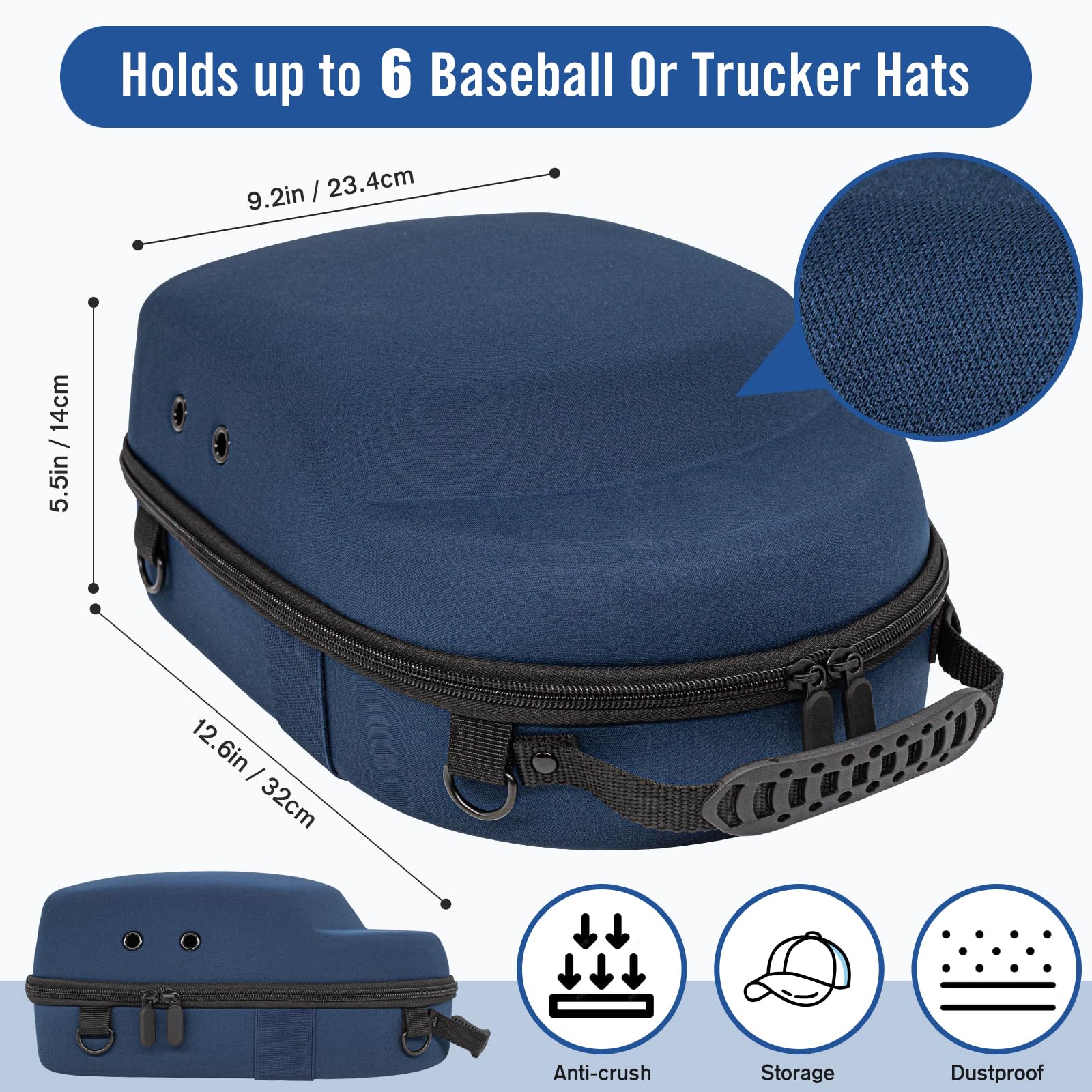 Livememory Travel Hat Case - Hard Hat Case For Baseball Caps Hat Carrier Case Rack For Travel & Home Storage - Protects Up To 6