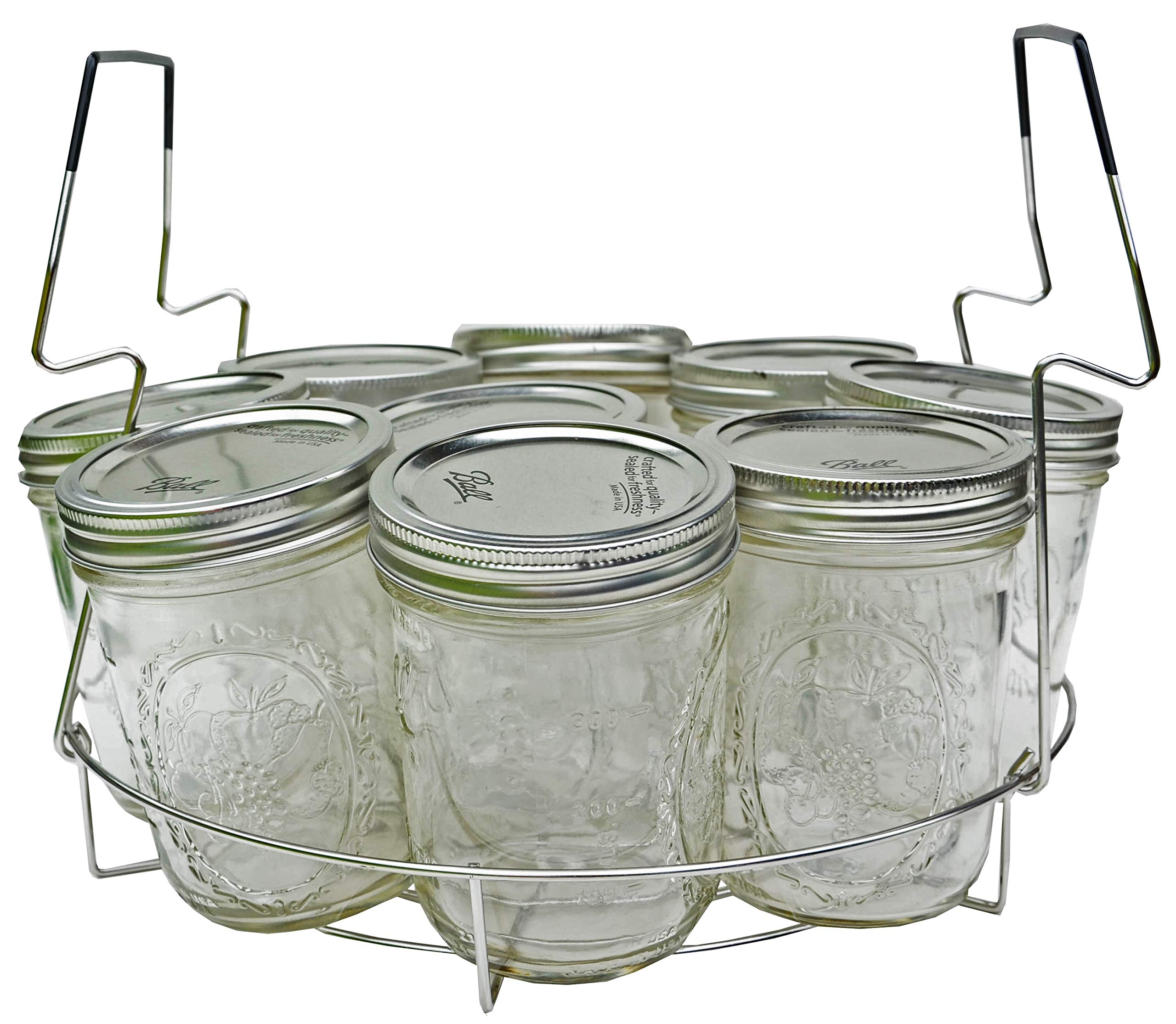 Blimber Stainless Steel Canning Rack, Contoured Comfort Grip Handles Rack, Non-Rusting Rack - Canning Becomes Easy, Fun And Safe