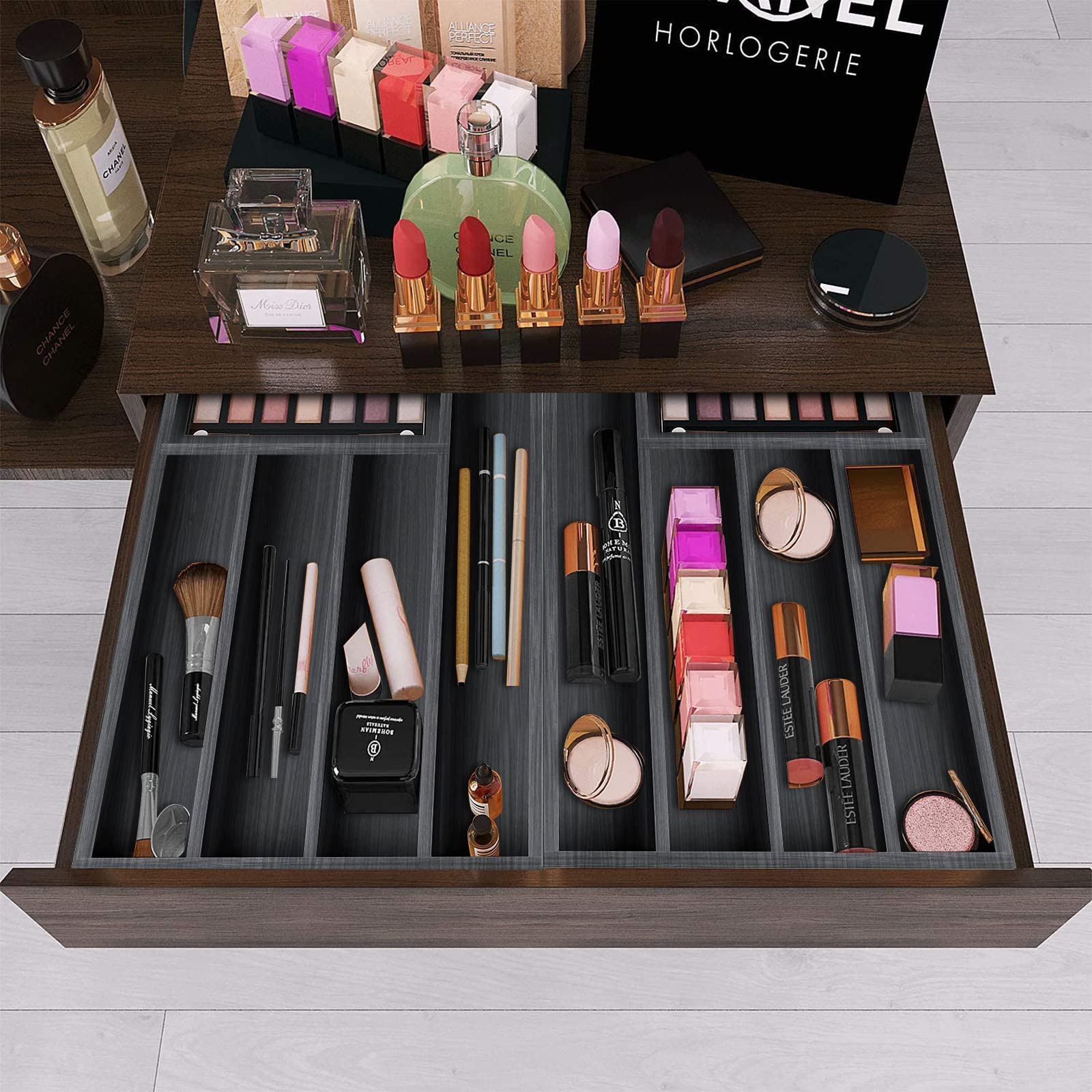 Ayiaren Kitchen Wood Utensil Tray Drawer Organizer, Wooden Cutlery Tray Silverware Drawer Divider 14.6''X9.5'' Flatware Organize