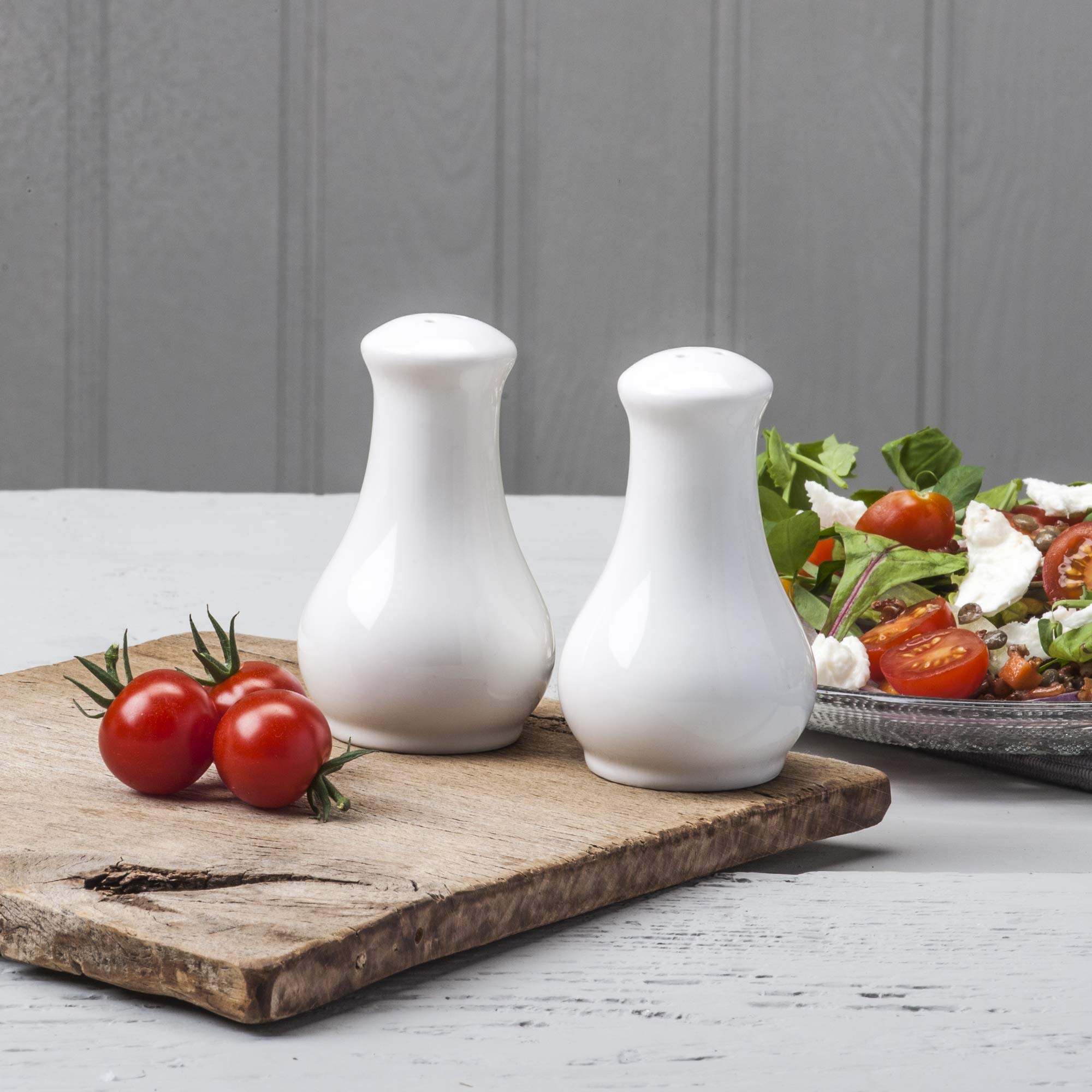 Wm Bartleet & Sons 1750 Traditional Porcelain Salt & Pepper Pot Shaker Cruet Set 13Cm - White