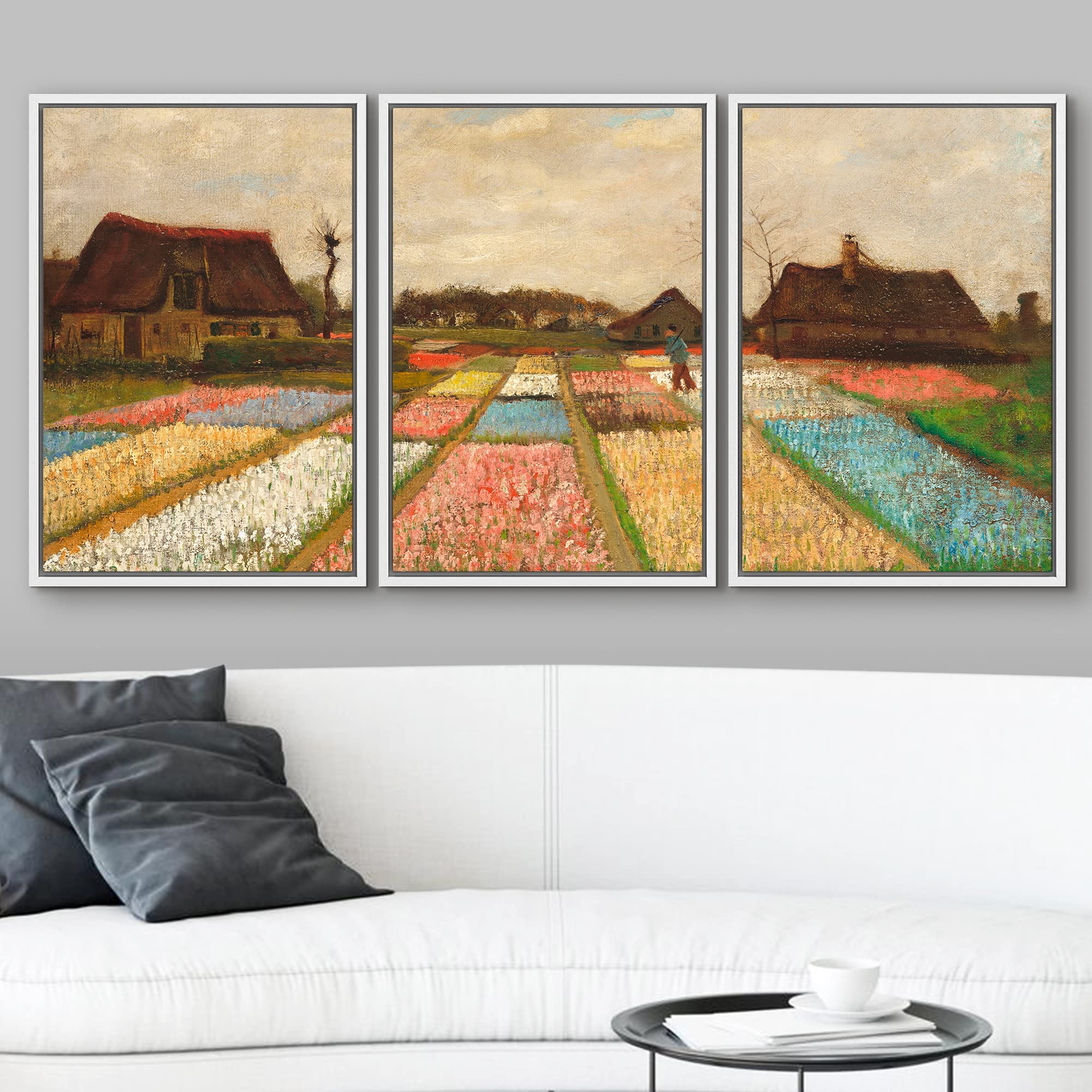 Wall26 Framed Canvas Print Wall Art Set Bulb Fields By Vincent Van Gogh Nature Wilderness Illustrations Fine Art Relax/Calm Mult