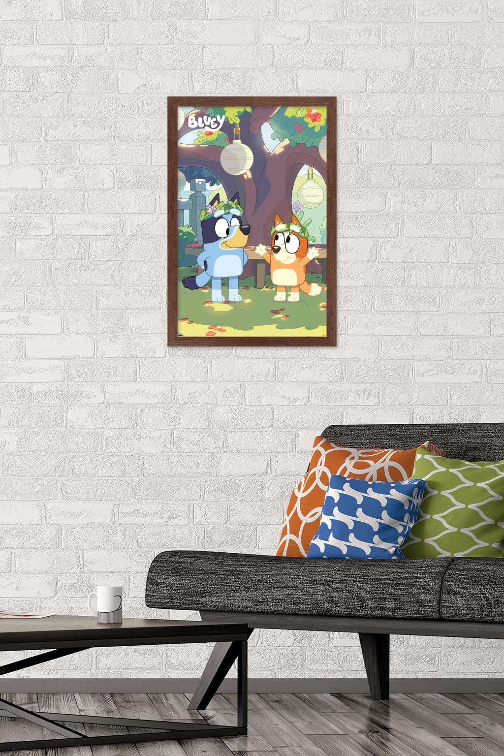 Trends International Bluey - Duo Wall Poster, 14.72'' X 22.37'', Mahogany Framed Version