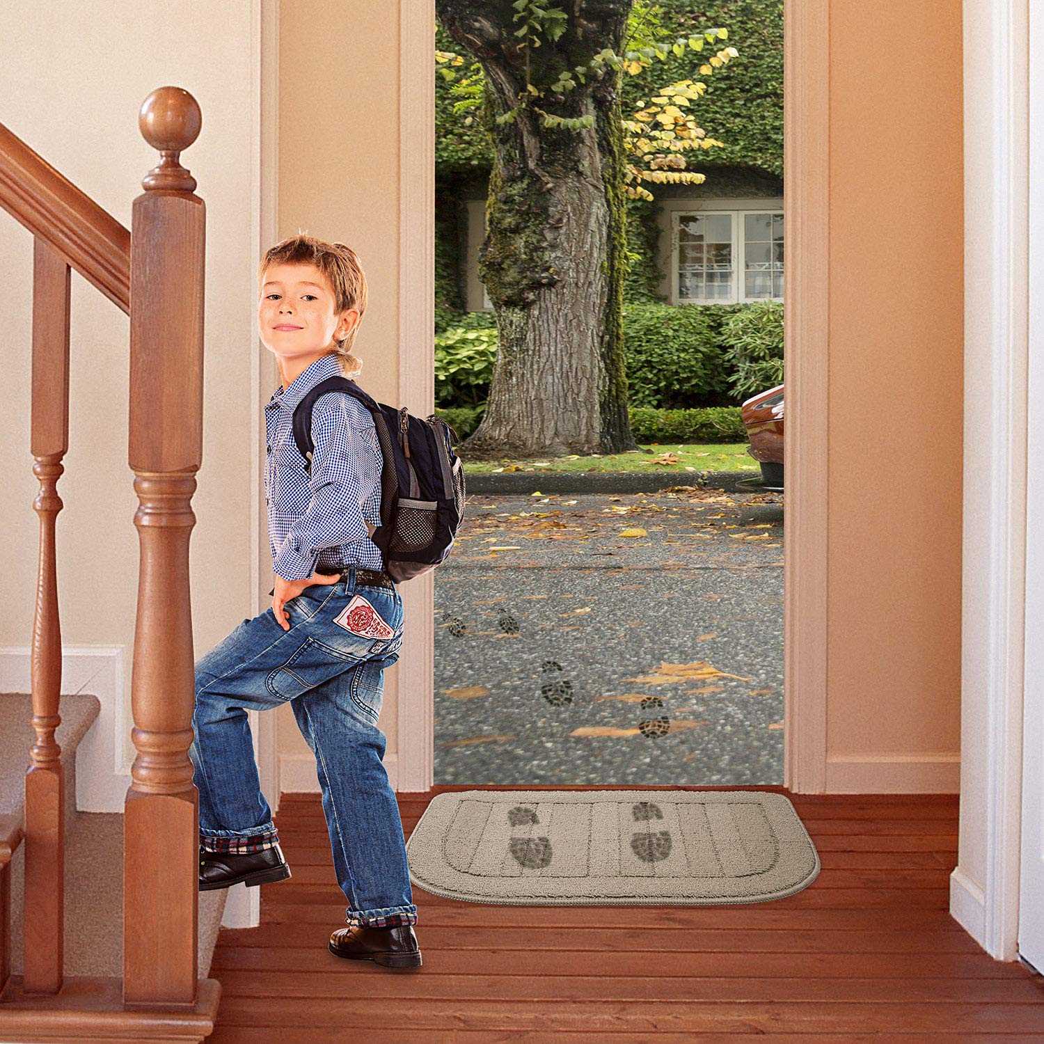 Beqhause 30X18 Inch Kitchen Rug Mats, Durable Anti-Slip Absorbent Dirt-Resistant Kitchen Rug Pet Mat Machine Washable (Beige)