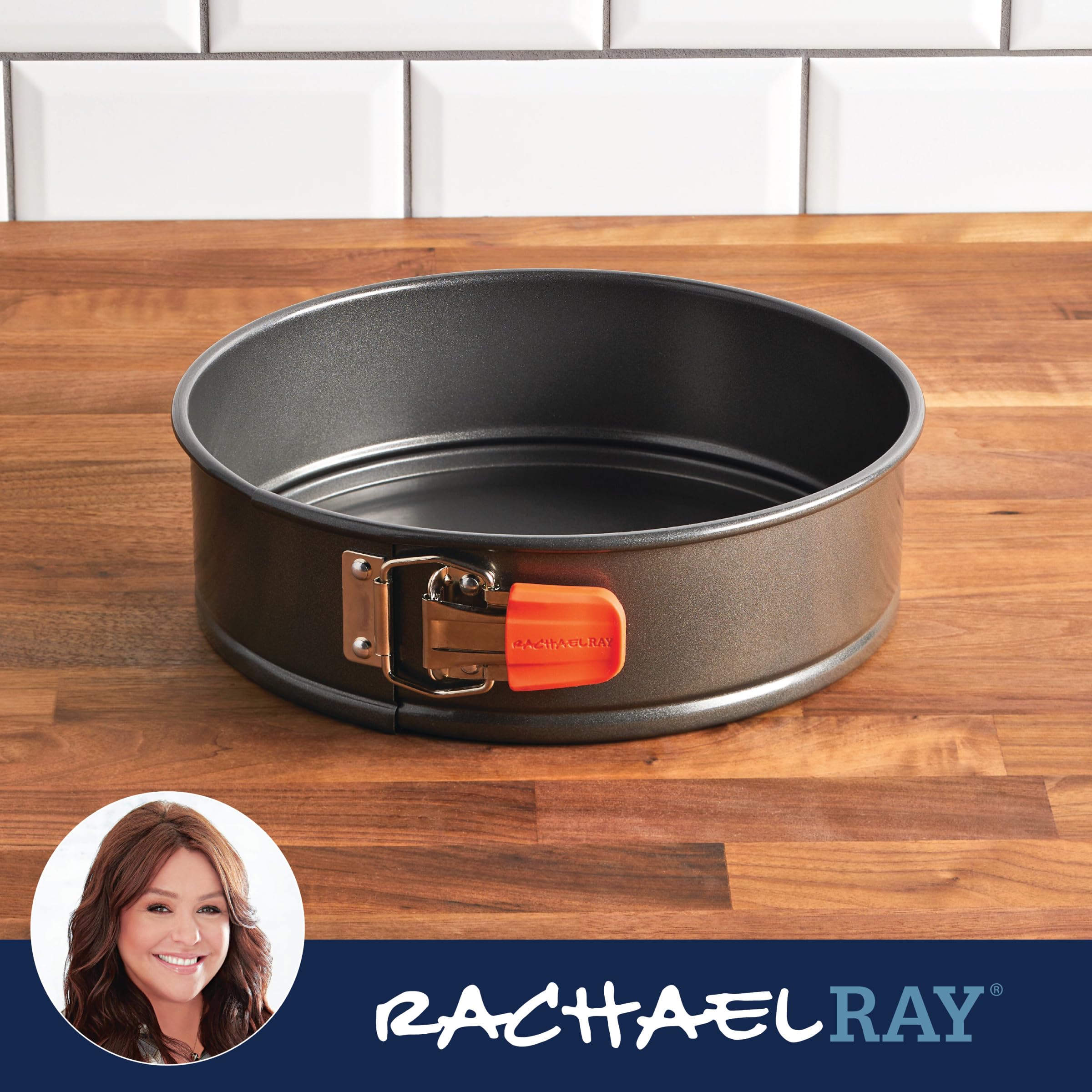 Rachael Ray Oven Lovin' Nonstick Bakeware Springform Baking Pan/ Springform Cake Pan / Cheesecake Pan With Grips, Round - 9 Inch
