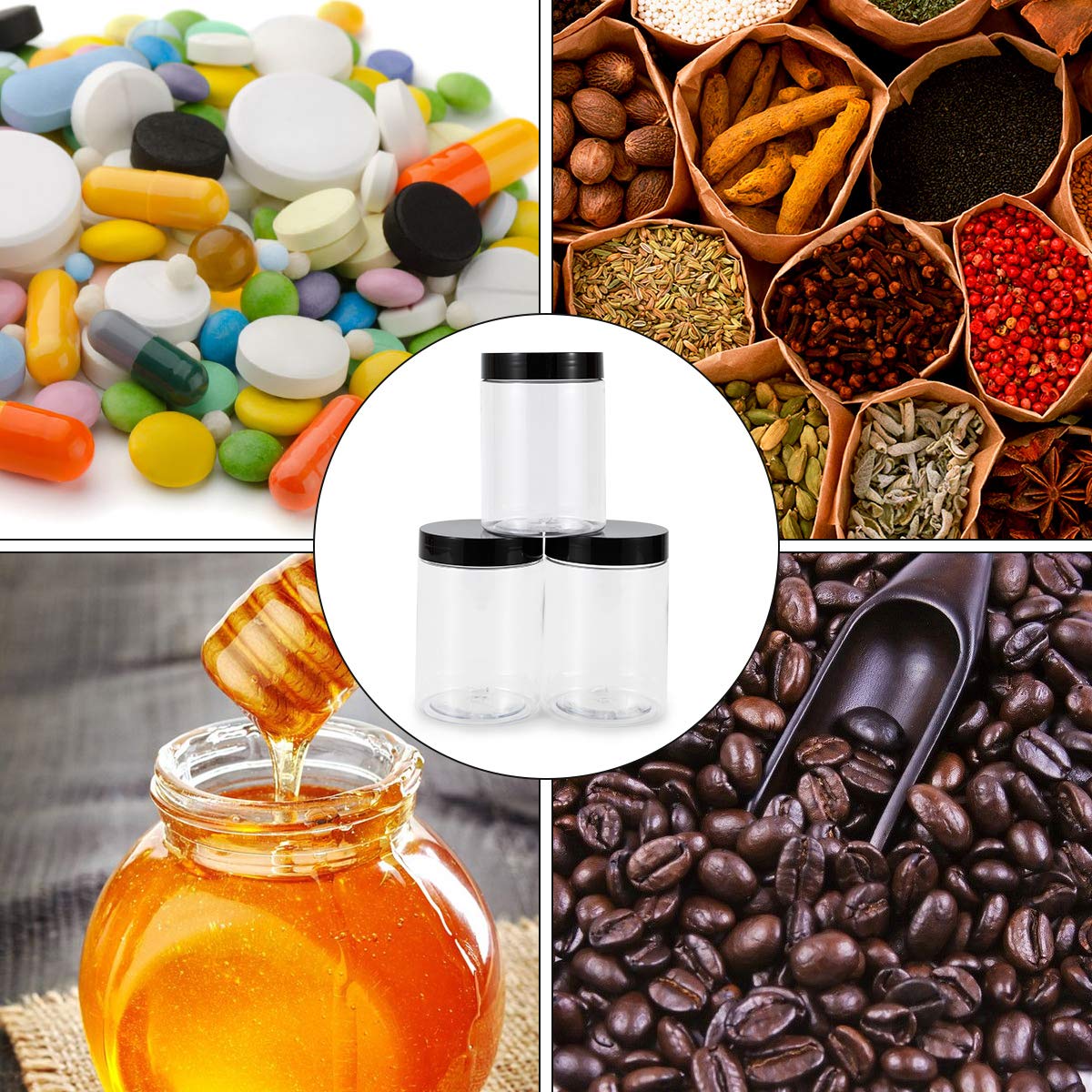 Testyu 10 Pcs Plastic Jars With Lids, 10 Oz Wide Mouth Jars With Airtight Lids, Clear Empty Slime Containers With Lids, Multipur