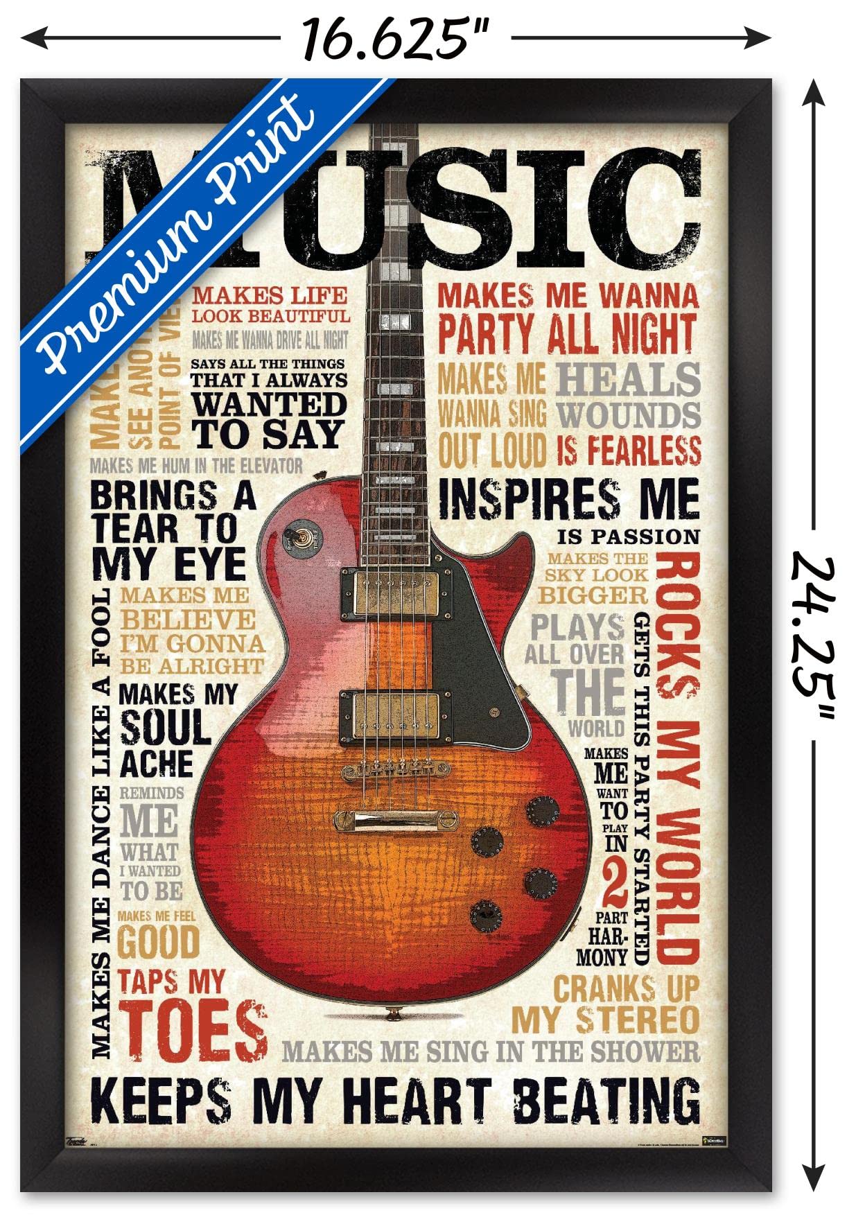 Trends International Music Inspires Me Wall Poster, 14.725'' X 22.375'', Black Framed Version