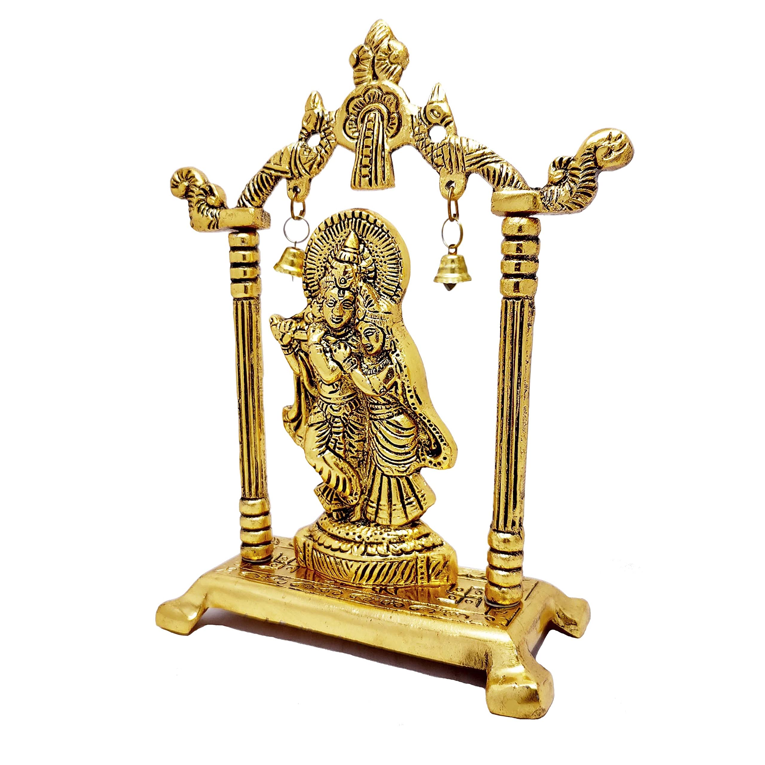 KridayKraft Metal Radha Krishna Statue Gold Plated Decor Your Home,Office & Radha Krishna Murti Idol Showpiece Figurines,Religio