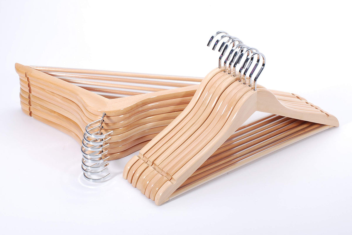 Topia Hanger Premium Wooden Hangers, Luxury Suit Hangers For Closet, Boutique Wood Hangers With Extra Thick Hook And Non Slip Pa