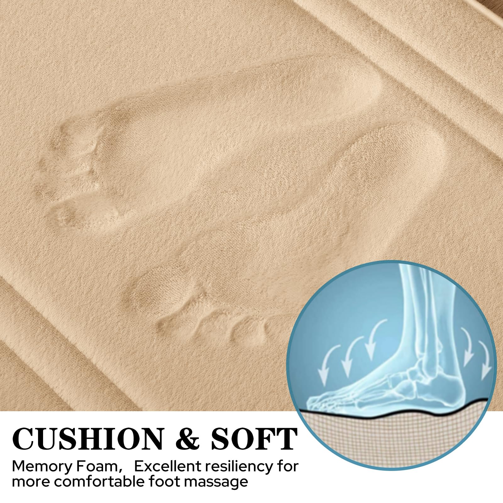 Bysure Beige Memory Foam Bath Mat, Non Slip Extra Soft Absorbent Machine Washable, Bathroom Rugs Sets 3 Piece For Toilet Shower