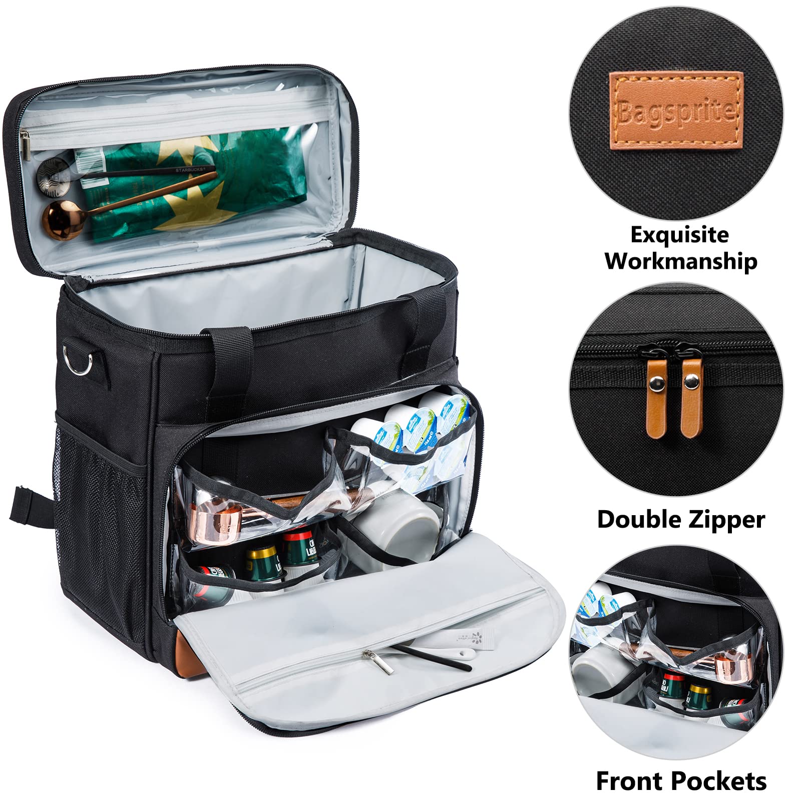 Bagsprite Coffee Maker Travel Bag For Keurig K-Mini Or K-Mini Plus, Single Serve Coffee Brewer Carrying Case With Multiple Pocke