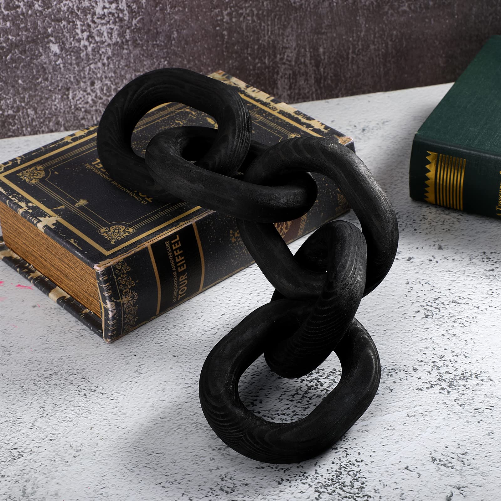 Queekay Decorative Wood Chain Link Decor Rustic Wooden 5 Link Wooden Chain Decor Ornament Farmhouse Home Decoration Hand Carved 