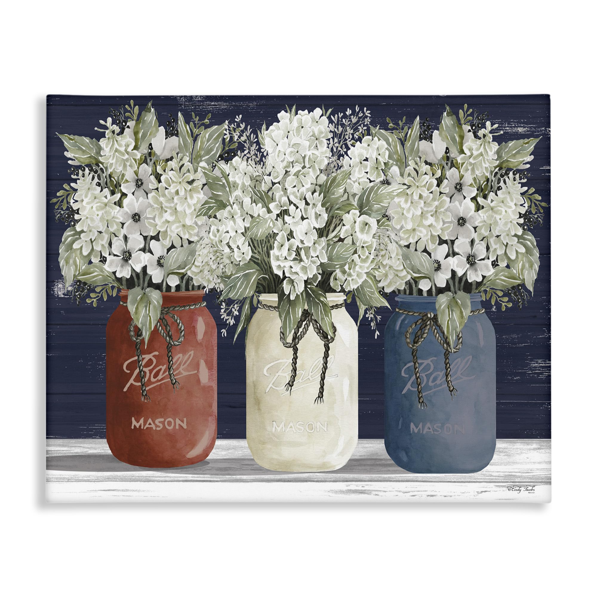 Stupell Industries Americana Floral Bouquets Rustic Flowers Country Pride  Designed by Cindy Jacobs Wall Art  24 x 30  Canvas for Bedroom