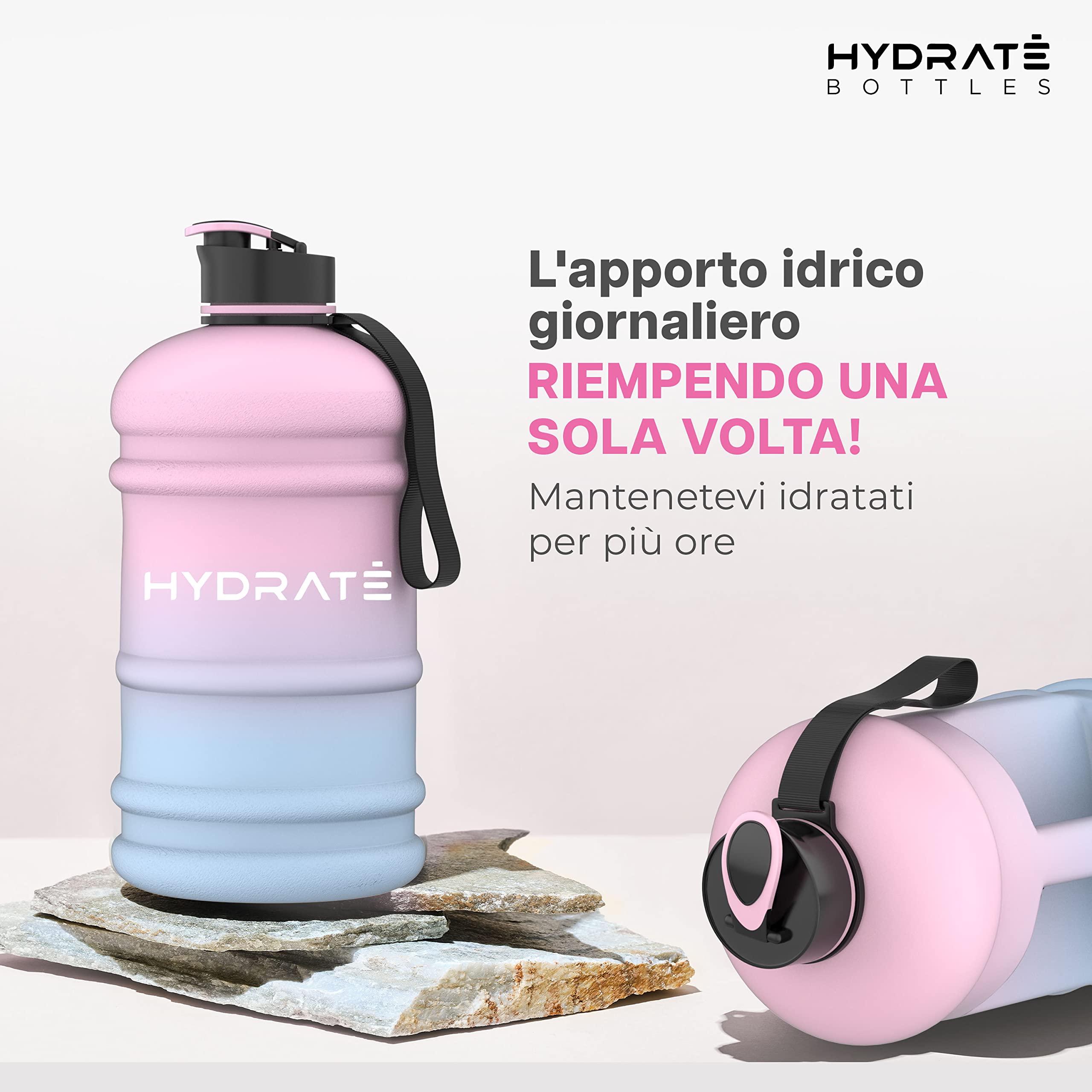 Hydrate Xl Gym Water Bottle For Men - Half Gallon Water Jug, Perfect For Hydration - Flip Cap Large Sports Bottle With Leak Proo